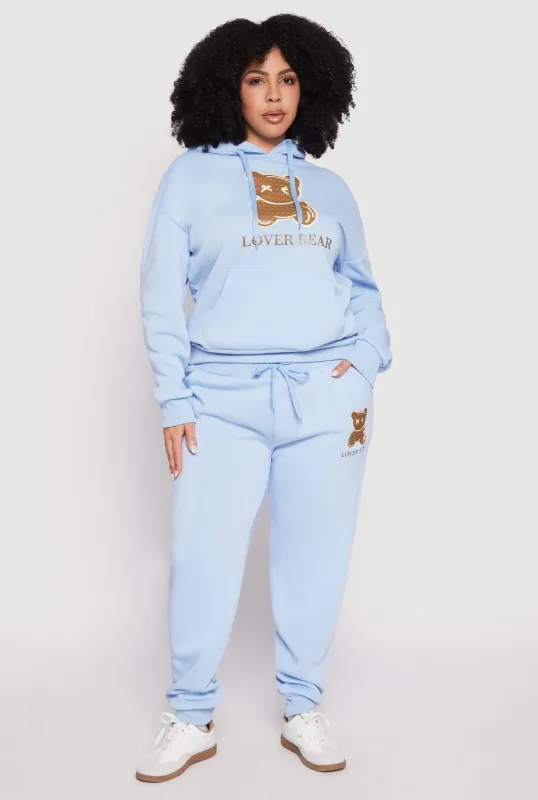 Plus Size Fleece Lover Bear Graphic Joggers sold by Rainbow