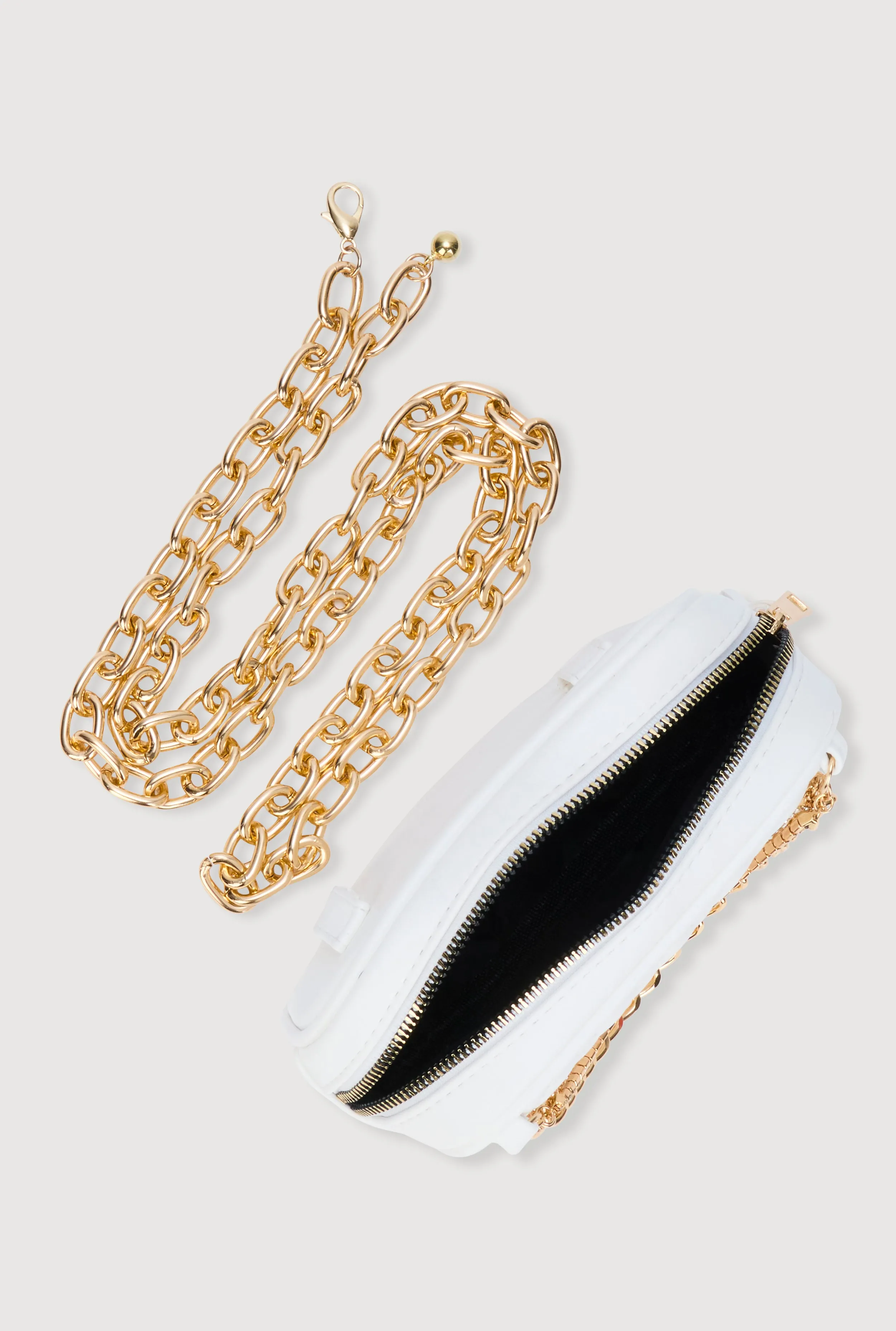 Faux Leather Quilted Layered Chain Belt Bag sold by Rainbow product image thumbnail 5