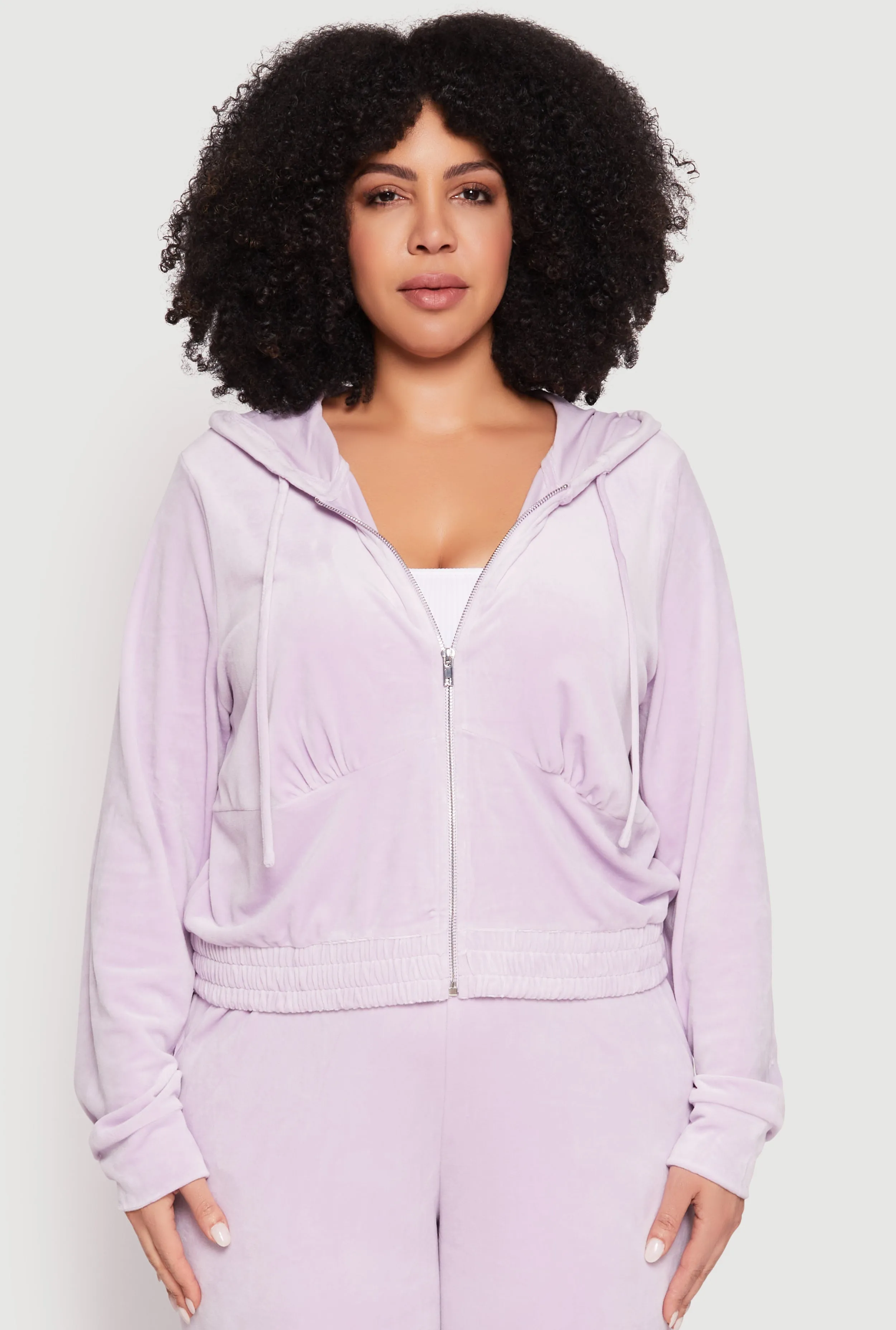 Plus Size Iris Velour Cropped Hooded Sweatshirt sold by Rainbow