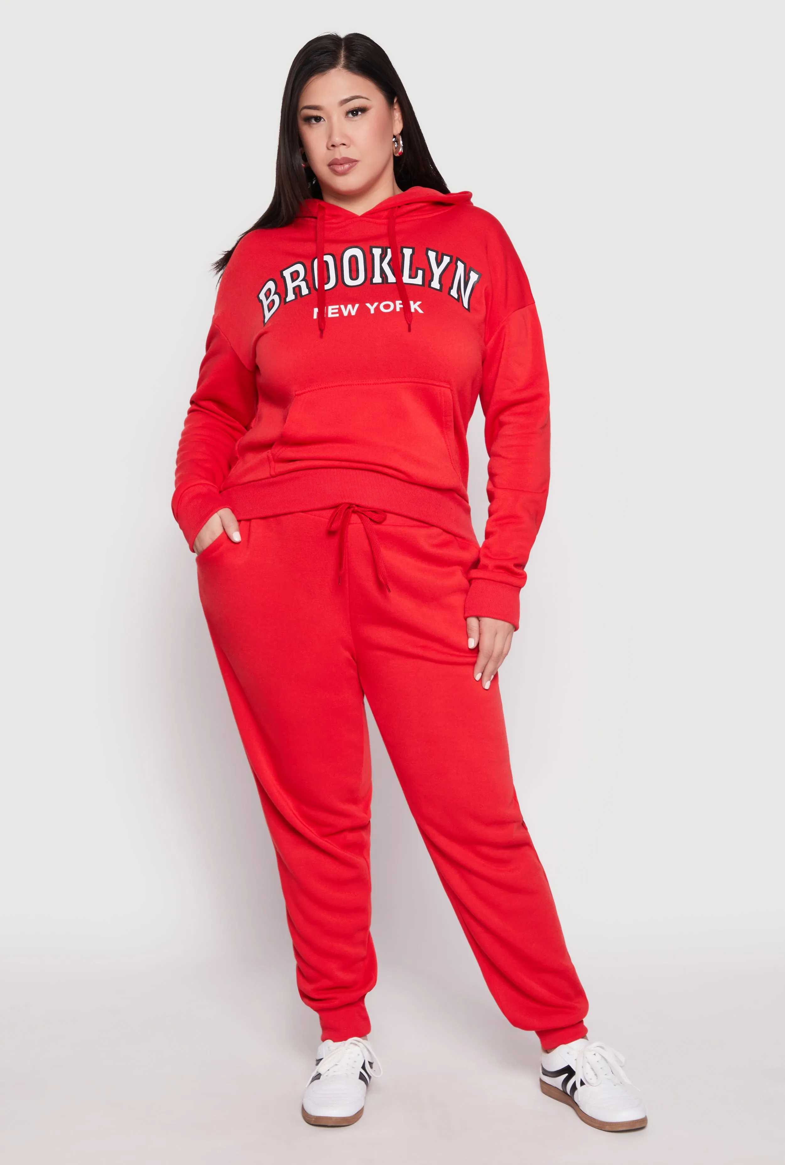 Plus Size Fleece High Waisted Drawstring Joggers sold by Rainbow