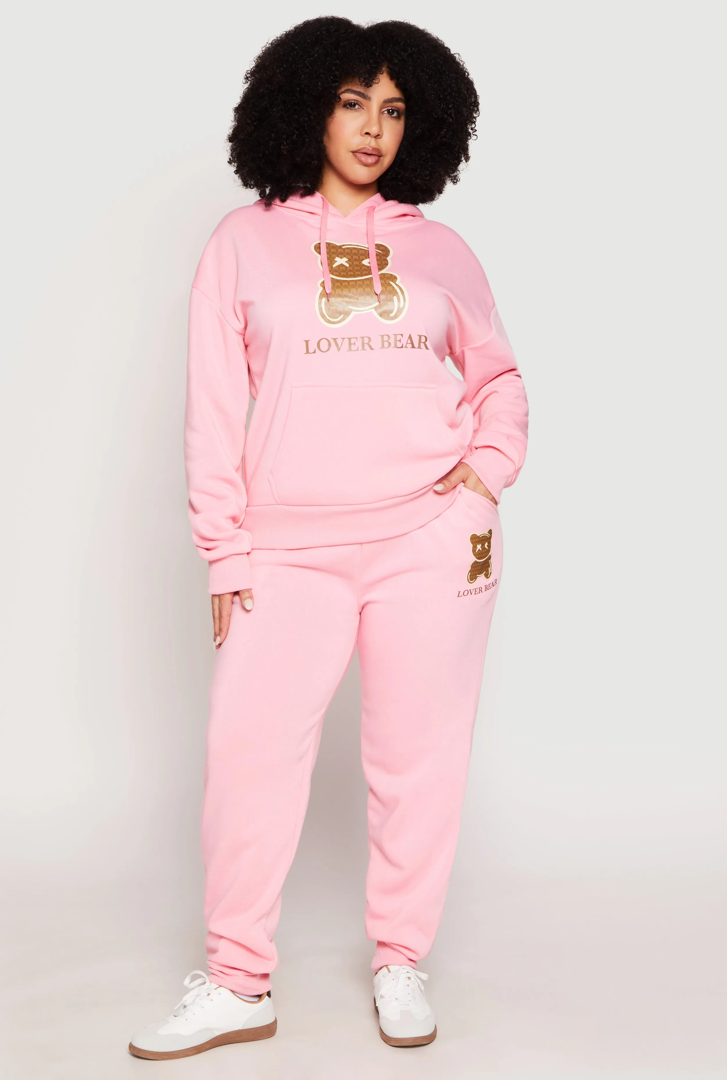 Plus Size Fleece Lover Bear Graphic Joggers sold by Rainbow