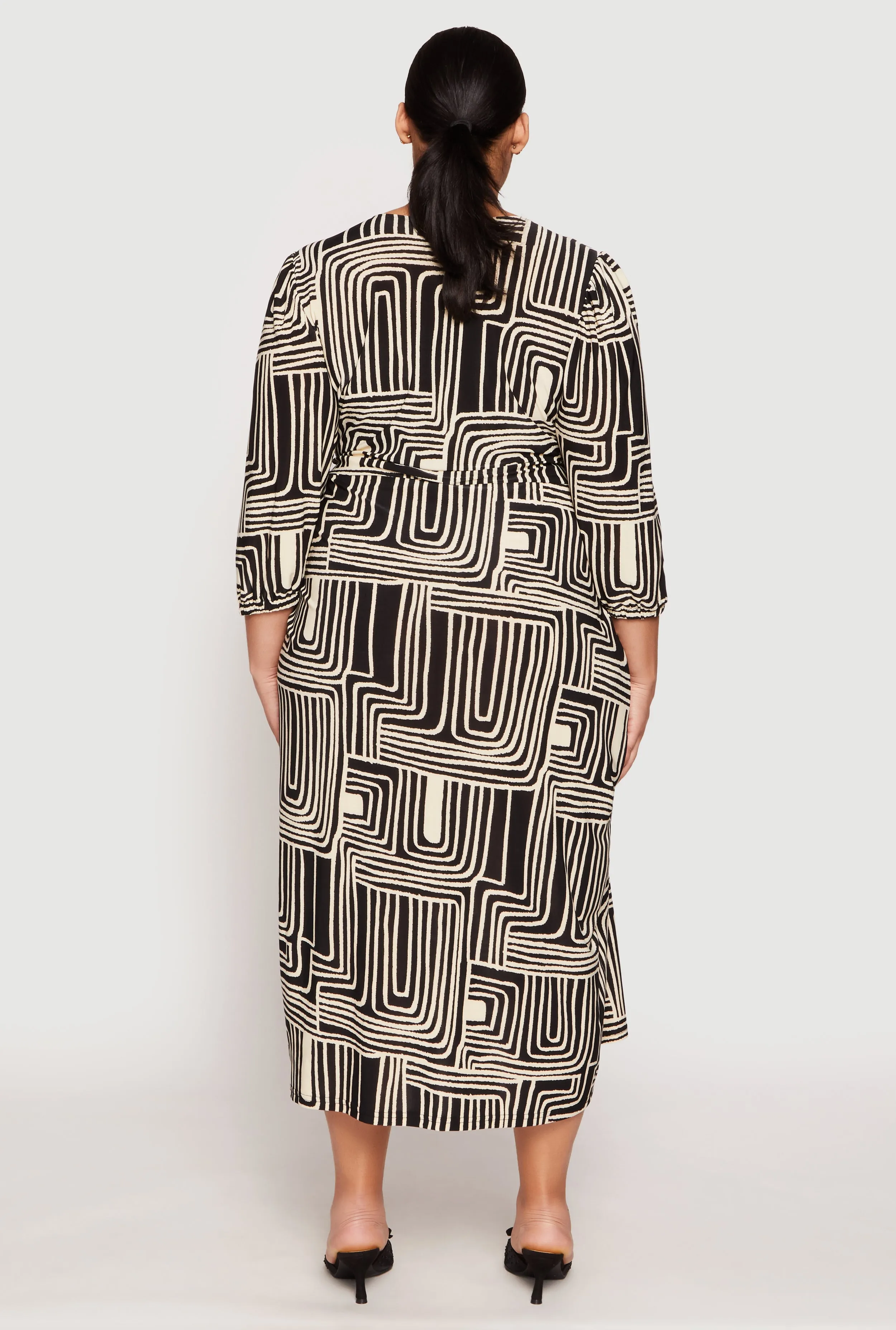 Plus Size Abstract Print Faux Wrap Maxi Dress sold by Rainbow product image thumbnail 3