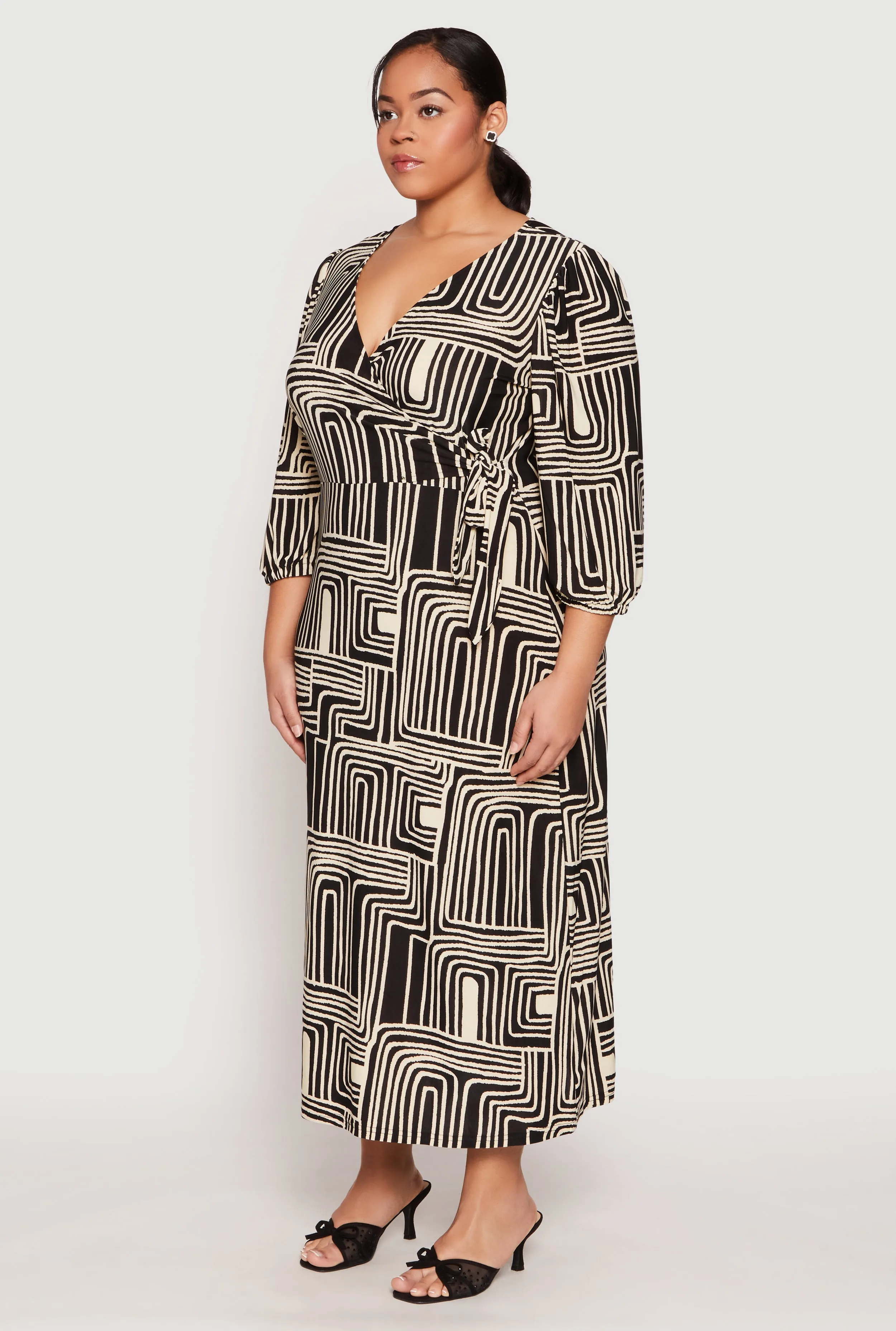 Plus Size Abstract Print Faux Wrap Maxi Dress sold by Rainbow product image thumbnail 2