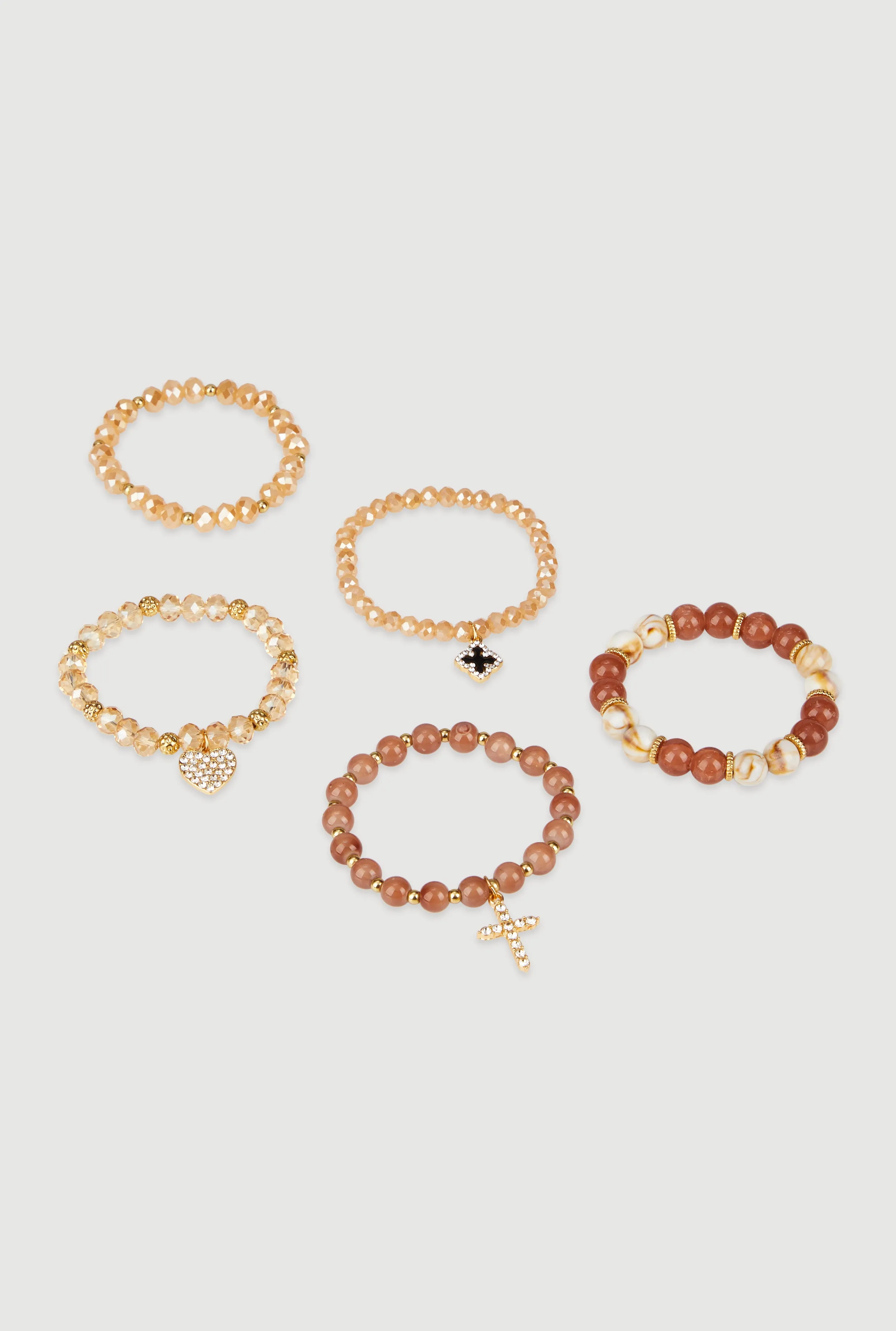 Rhinestone Charm Stretch Bracelets Set of 5 sold by Rainbow product image thumbnail 3