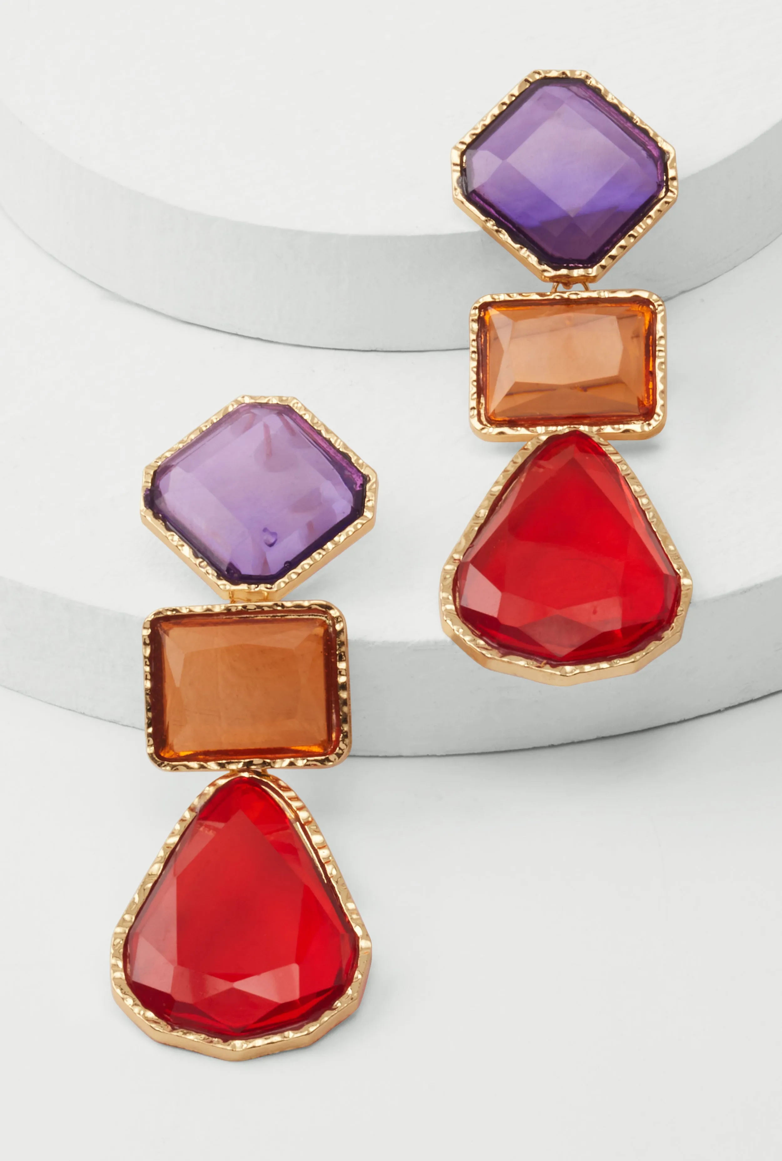 Multi Gemstone Drop Earrings sold by Rainbow