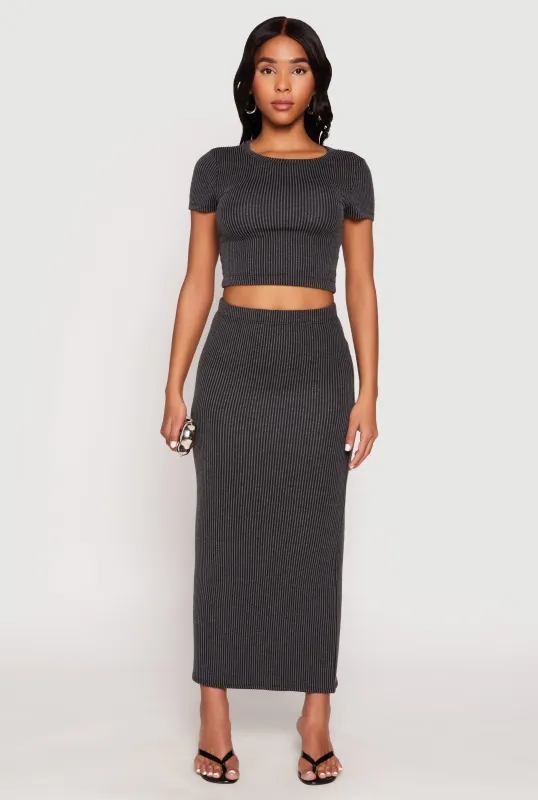 Almost Famous Ribbed Knit Maxi Skirt sold by Rainbow