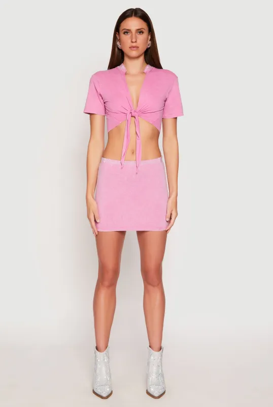 Rhinestone Waist Mini Skirt sold by Rainbow