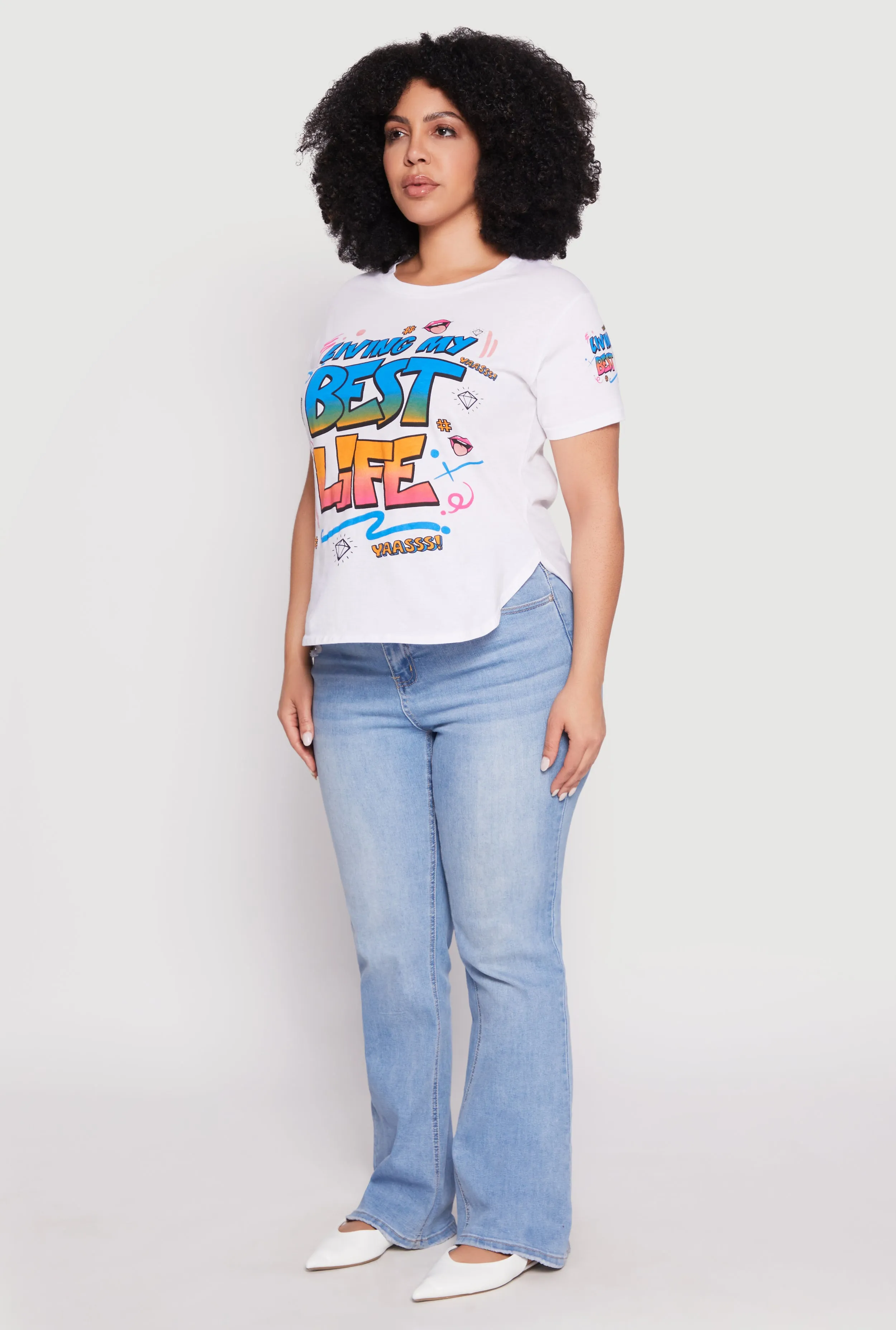 Plus Size Living My Best Life Graphic T Shirt sold by Rainbow product image thumbnail 3