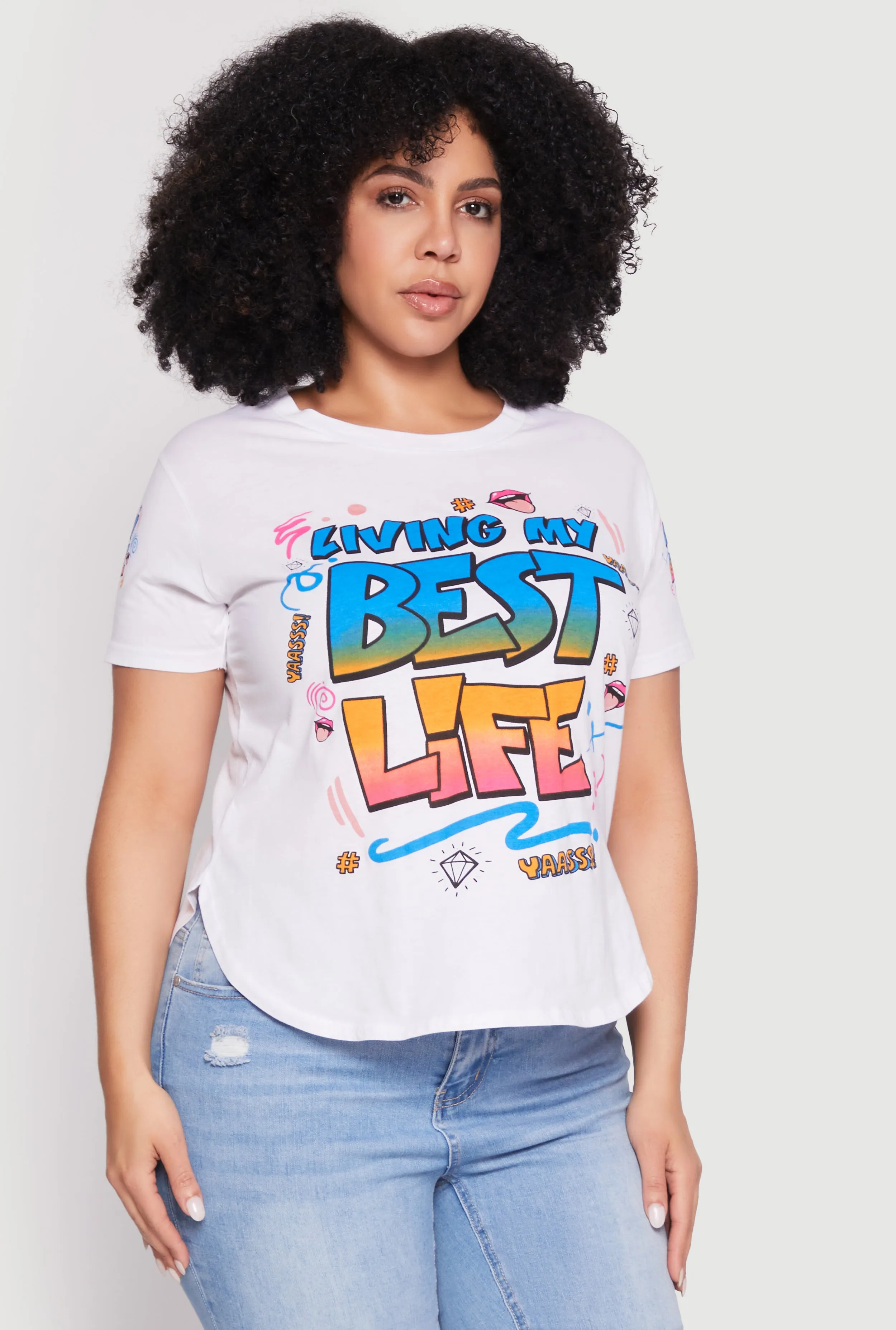 Plus Size Living My Best Life Graphic T Shirt sold by Rainbow product image thumbnail 2