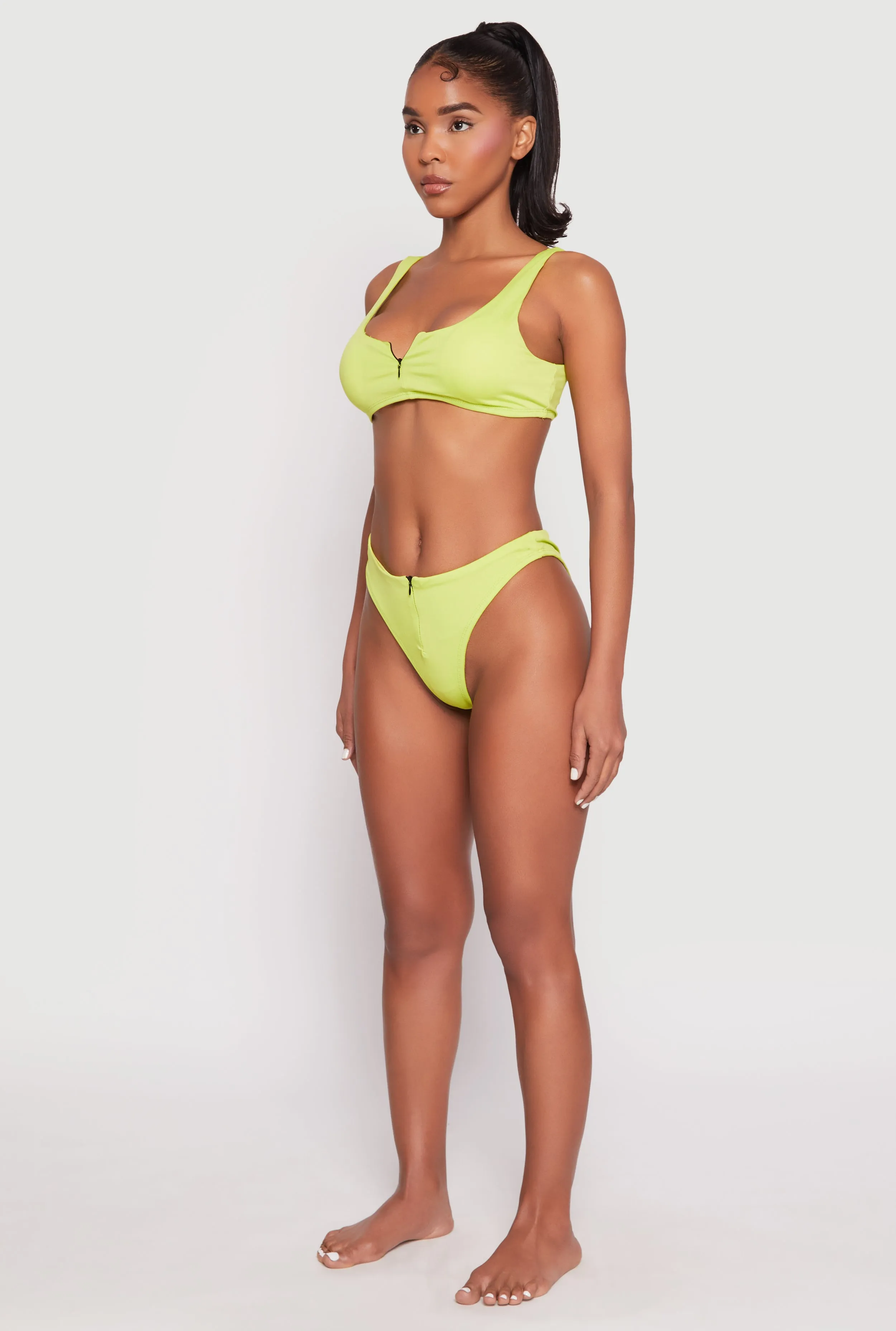 Zip Front Bikini Top and High Cut Bikini Bottoms sold by Rainbow product image thumbnail 3