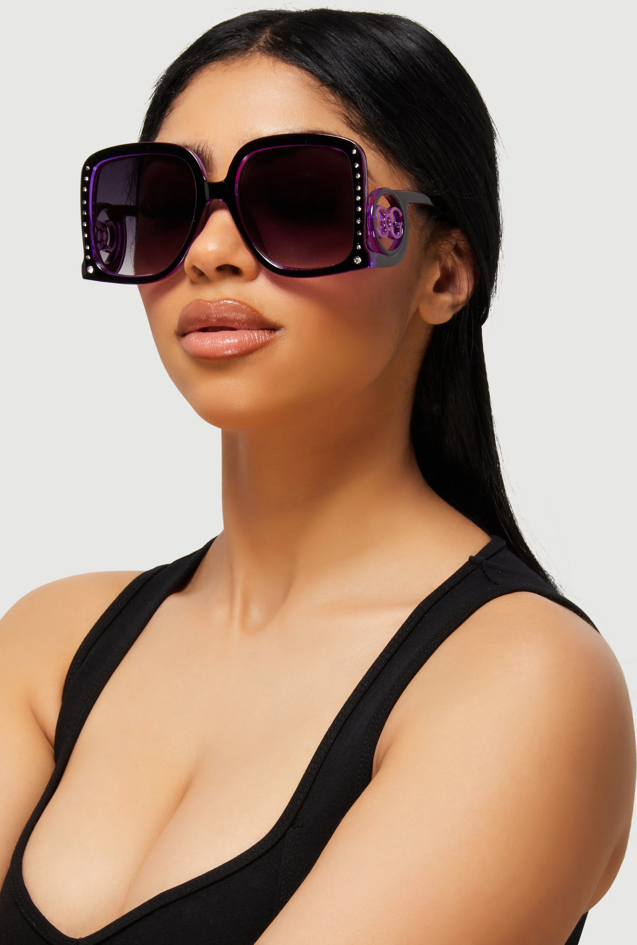 Oversized Rhinestone Detail Ombre Sunglasses sold by Rainbow product image thumbnail 2
