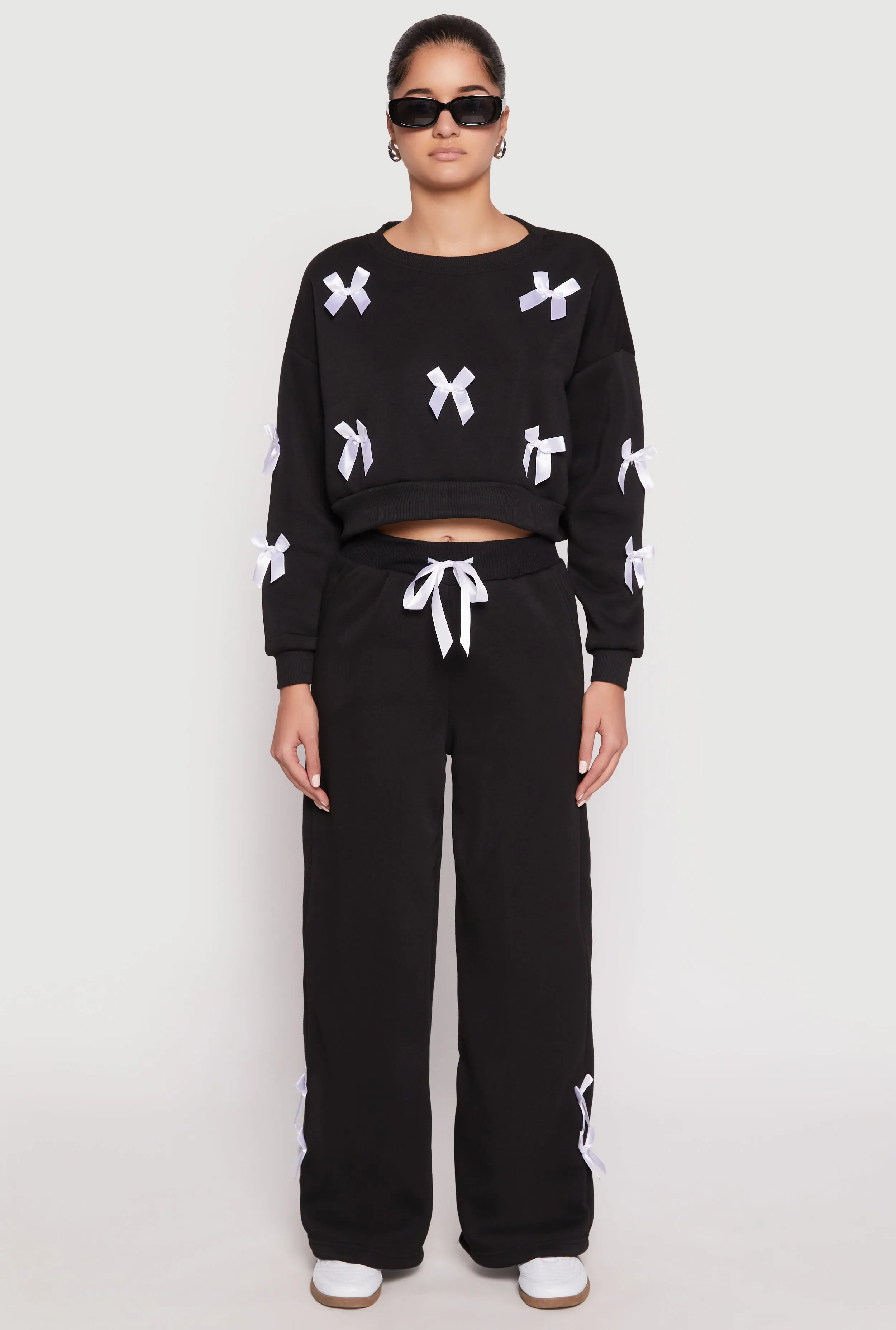 Bow Detail Wide Leg Sweatpants sold by Rainbow