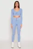Seamless Lace Up Long Sleeve Crop Top sold by Rainbow