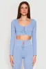 Seamless Lace Up Long Sleeve Crop Top sold by Rainbow