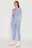 Seamless Lace Up Long Sleeve Crop Top sold by Rainbow