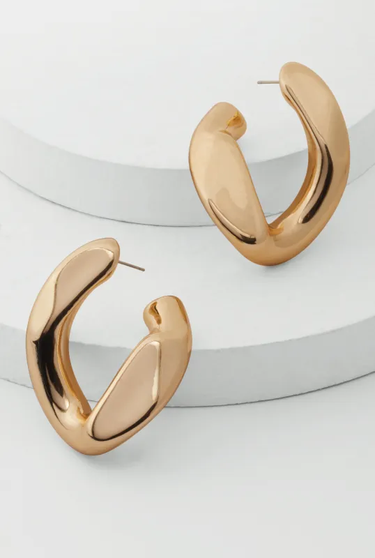 Abstract Chunky Chain Hoop Earrings sold by Rainbow