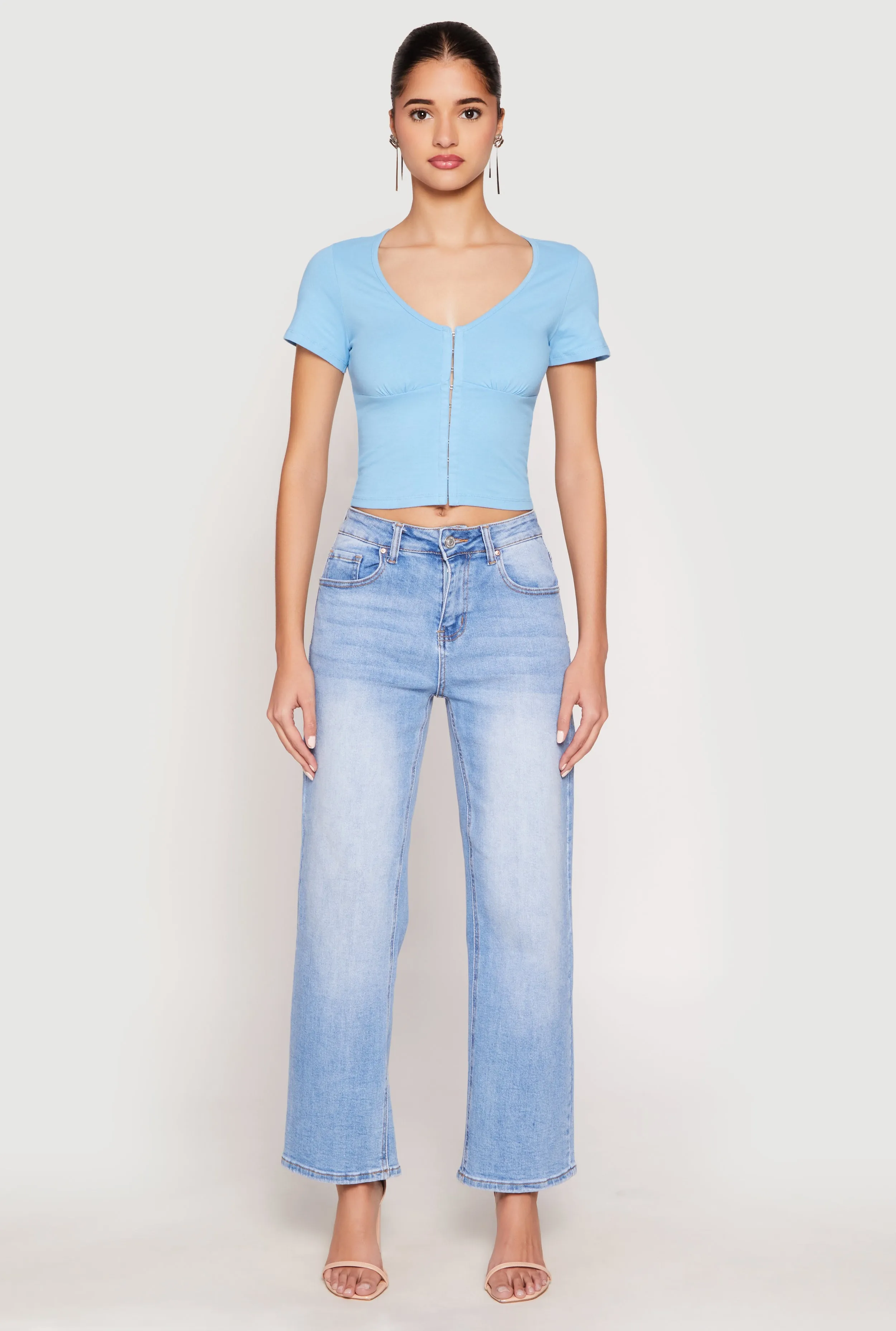 Hook and Eye Short Sleeve Crop Top sold by Rainbow