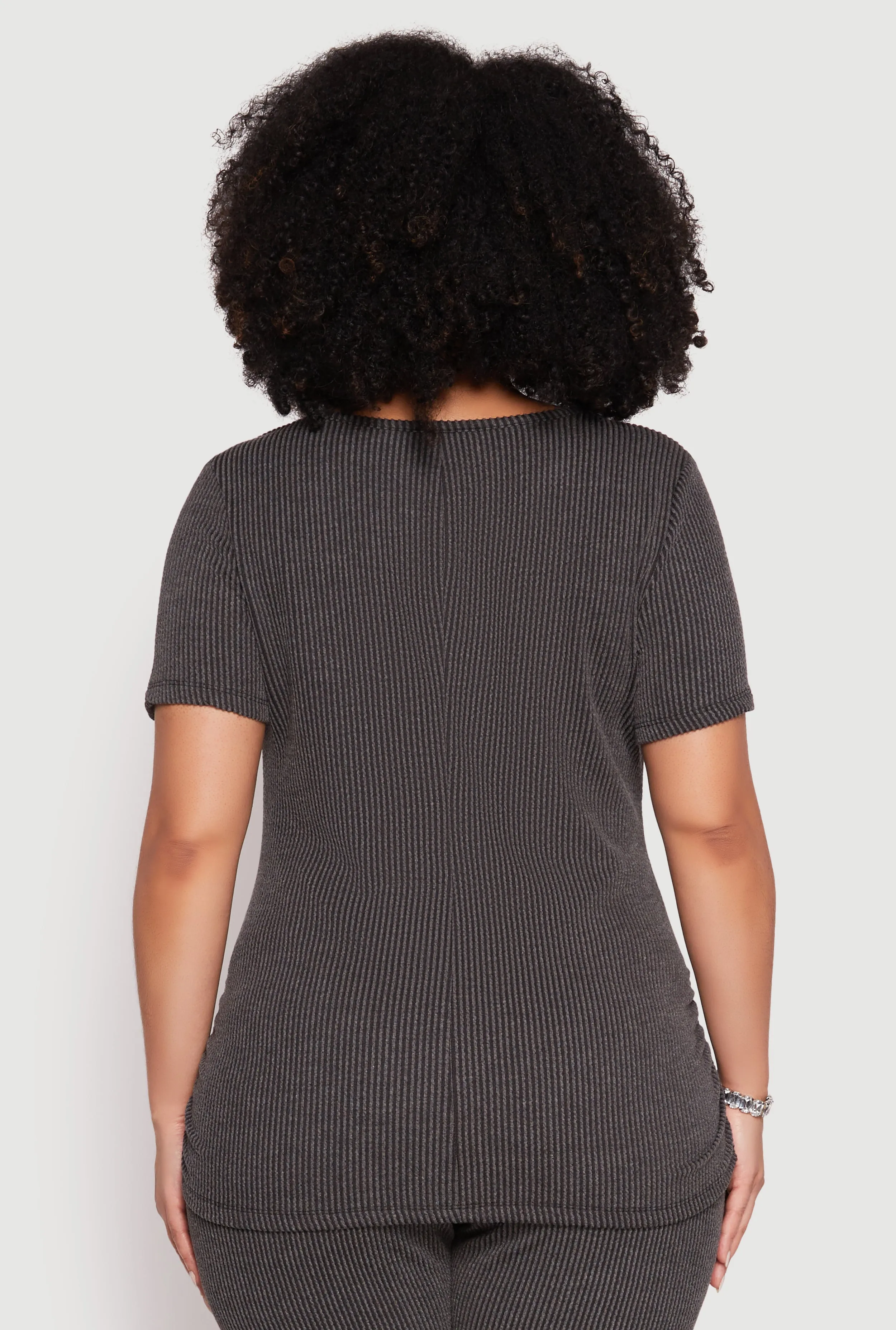 Plus Size Ribbed Knit Rhinestone Blessed Top sold by Rainbow product image thumbnail 5