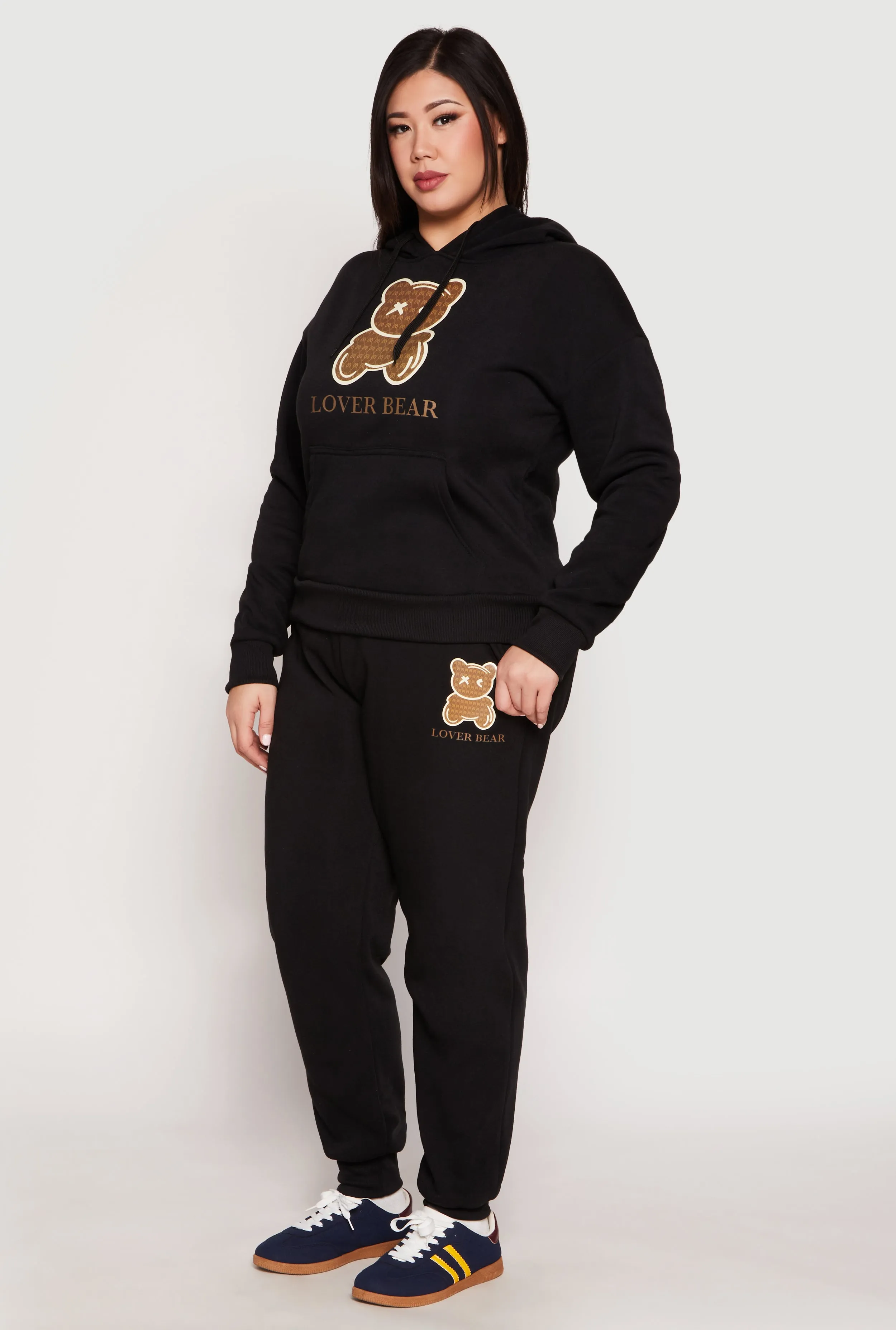 Plus Size Lover Bear Hooded Sweatshirt sold by Rainbow product image thumbnail 3