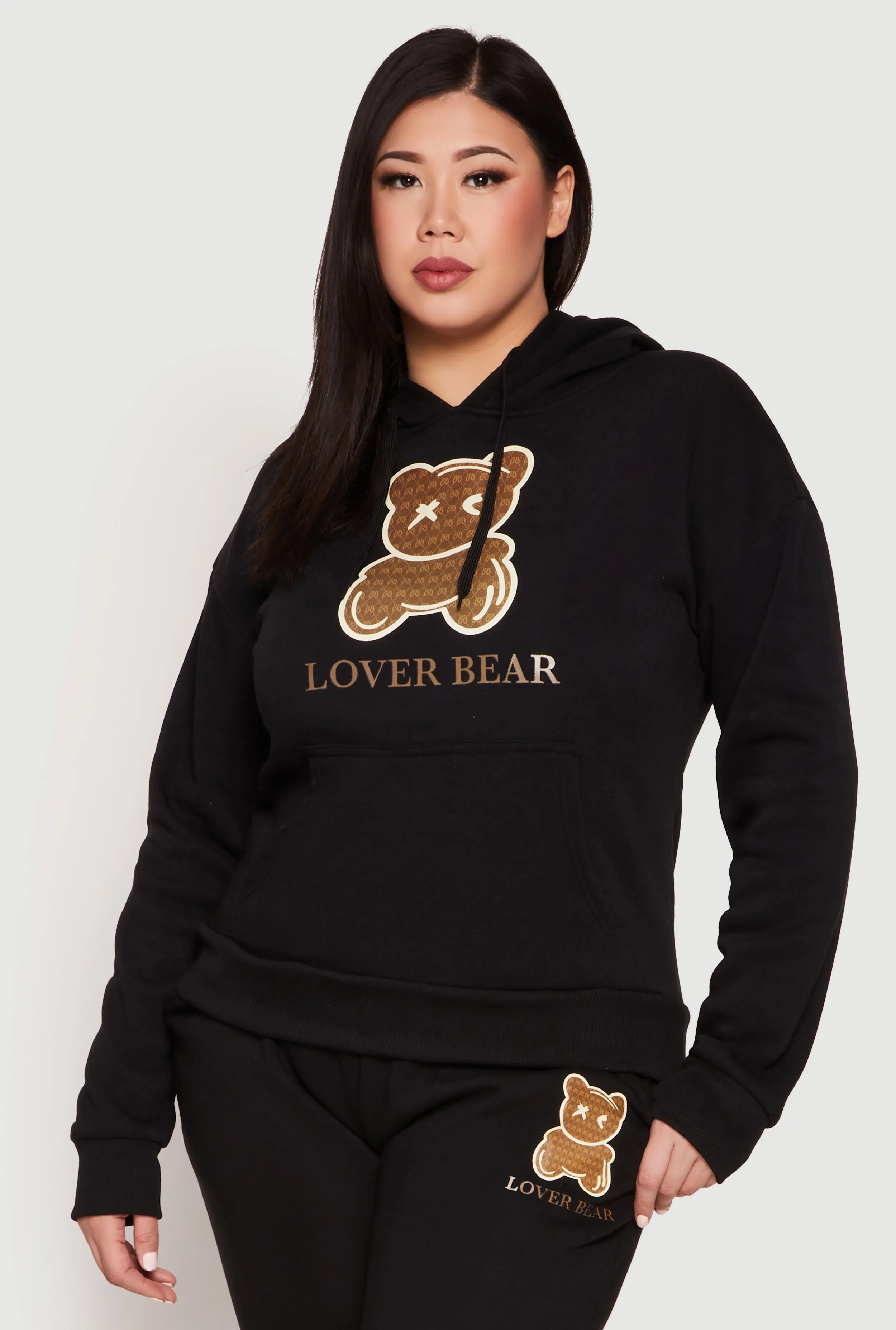 Plus Size Lover Bear Hooded Sweatshirt sold by Rainbow