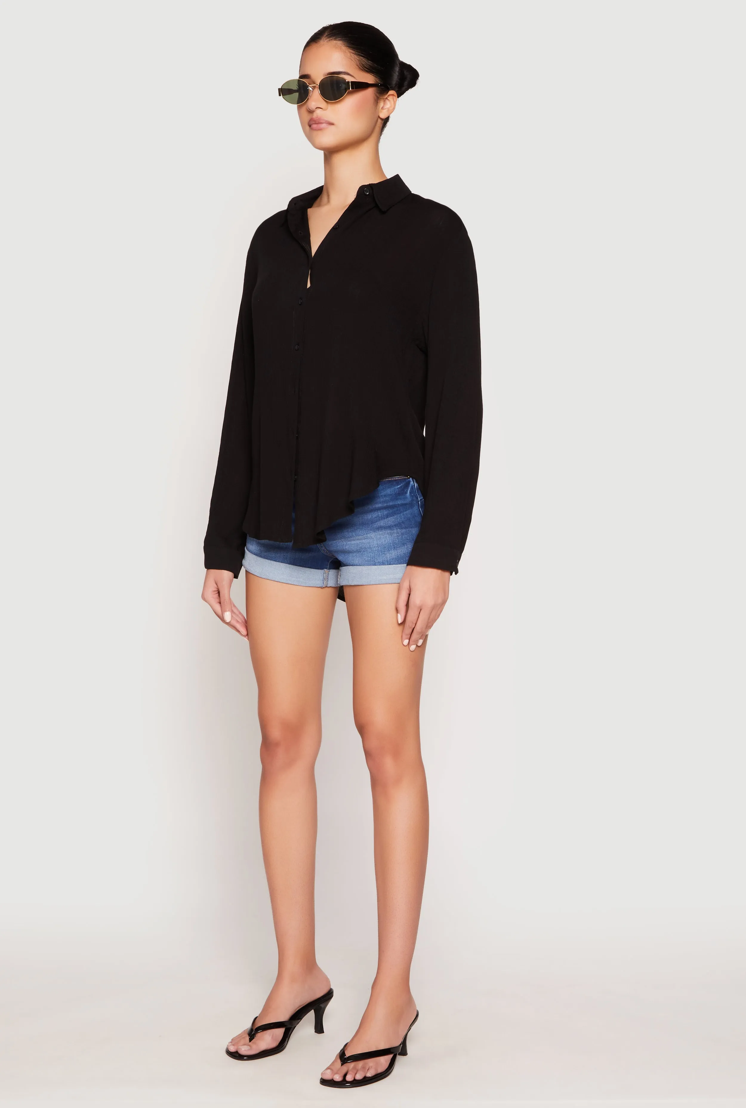 Gauze Knit Twist Back Button Front Shirt sold by Rainbow product image thumbnail 3