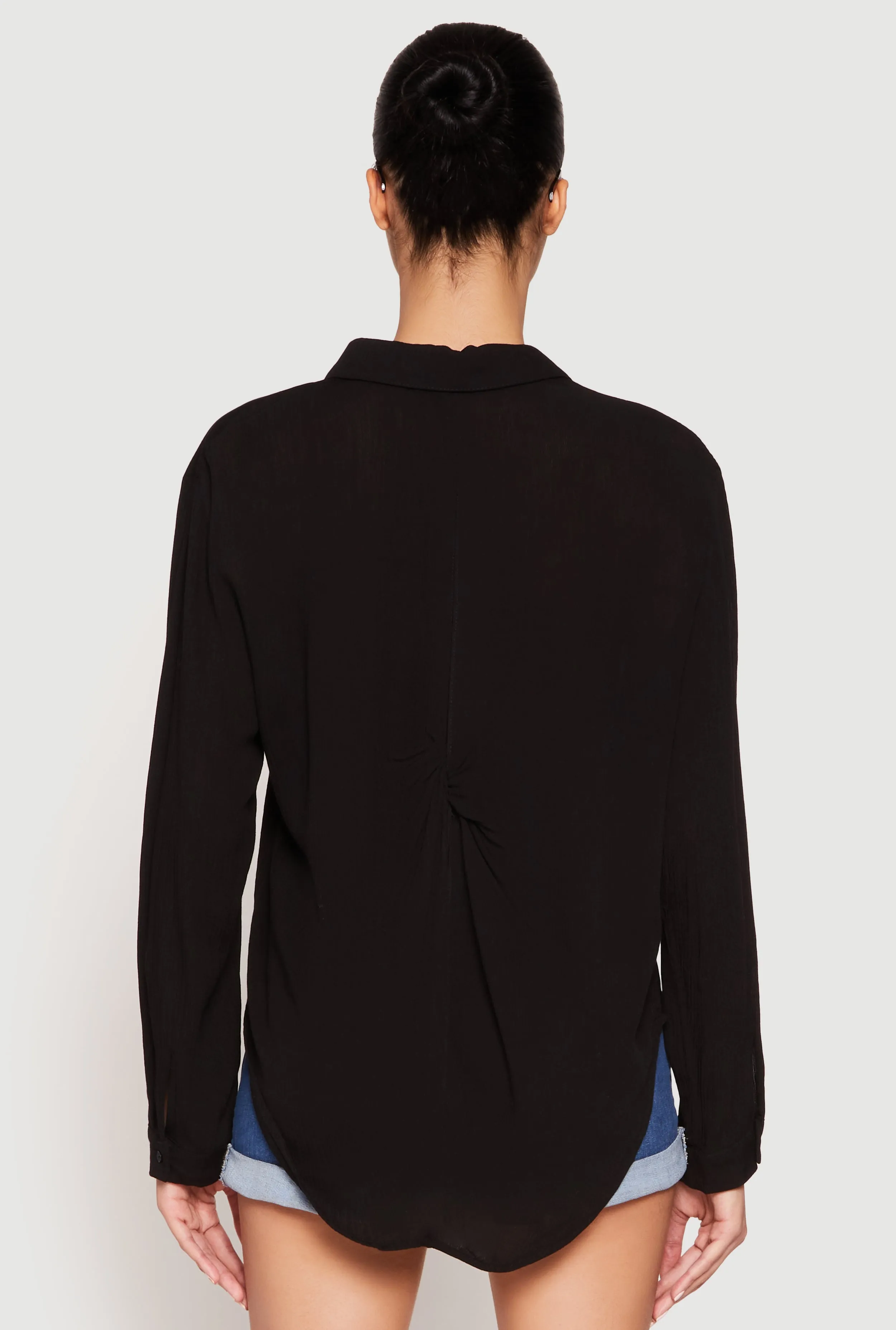 Gauze Knit Twist Back Button Front Shirt sold by Rainbow product image thumbnail 5