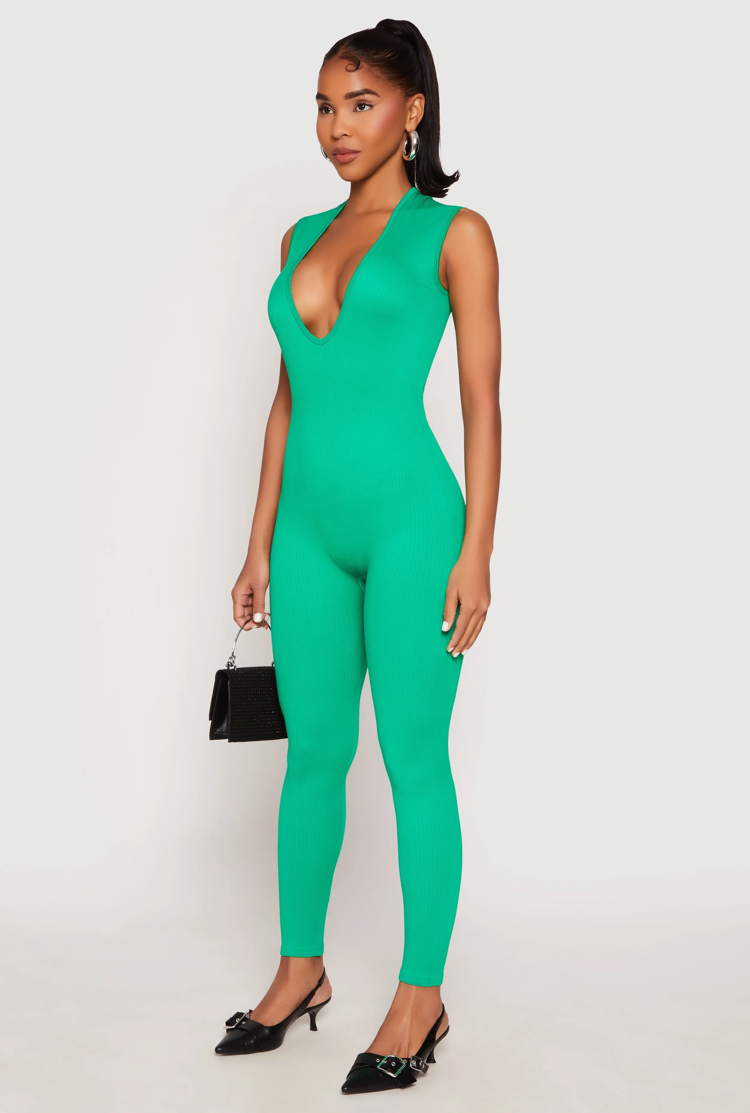 Daisy Seamless Rib Knit Plunge Catsuit sold by Rainbow product image thumbnail 2