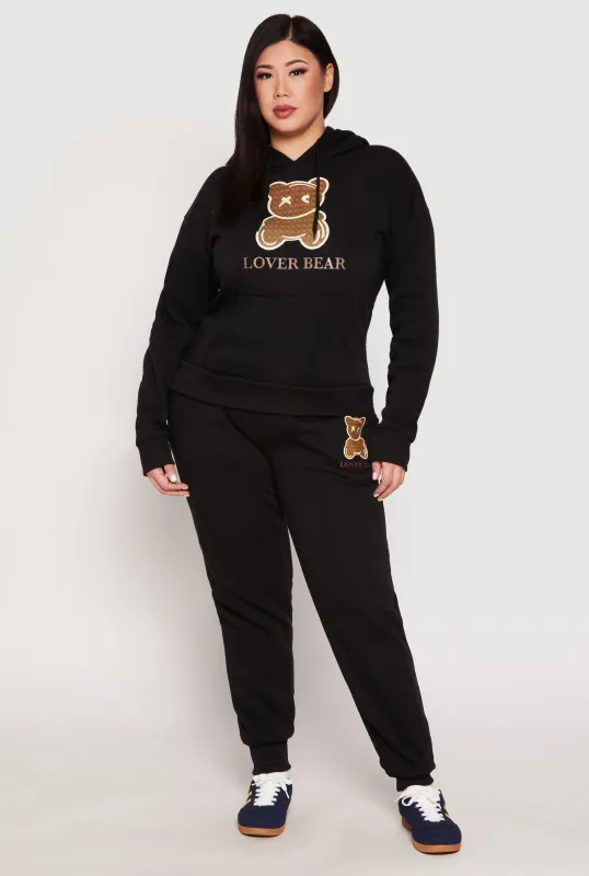Plus Size Fleece Lover Bear Graphic Joggers sold by Rainbow