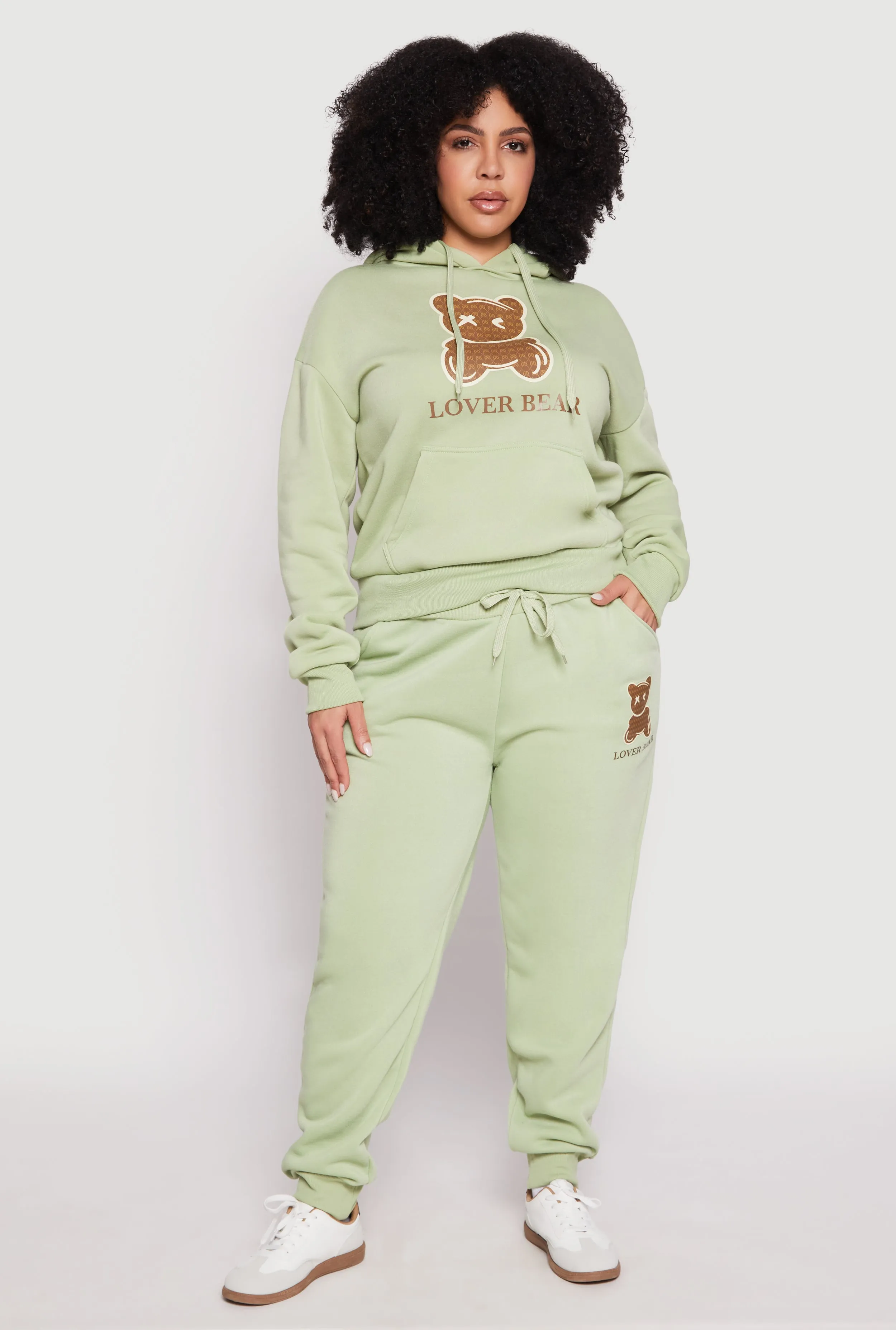 Plus Size Lover Bear Hooded Sweatshirt sold by Rainbow product image thumbnail 2