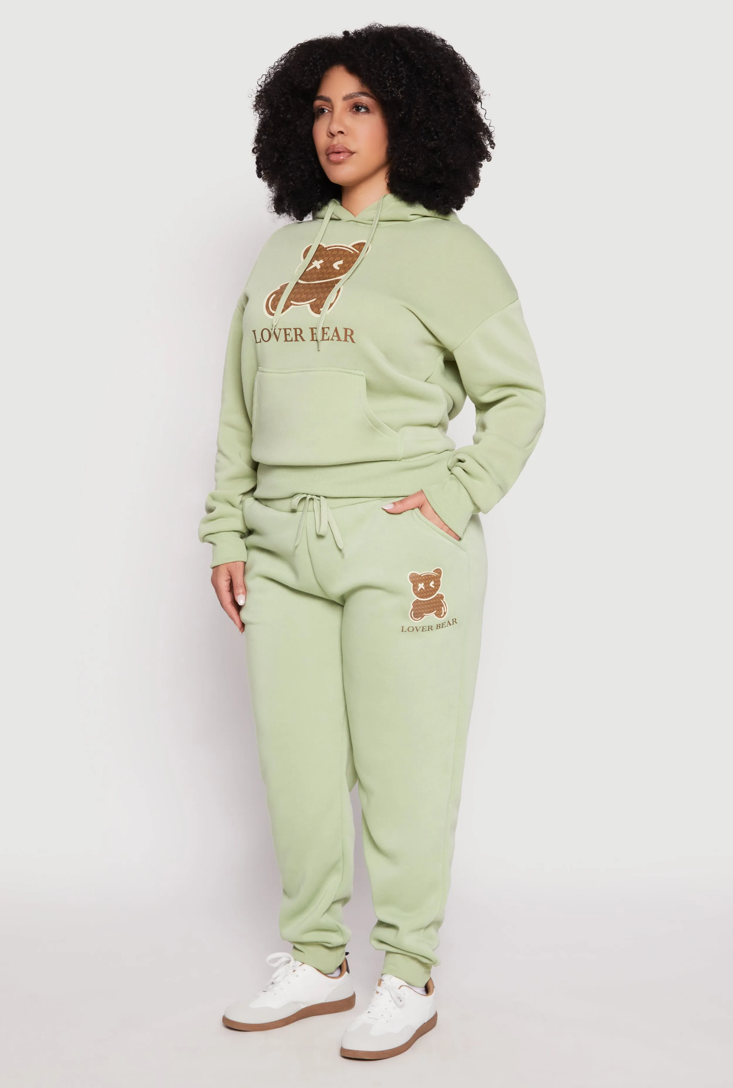 Plus Size Lover Bear Hooded Sweatshirt sold by Rainbow product image thumbnail 3