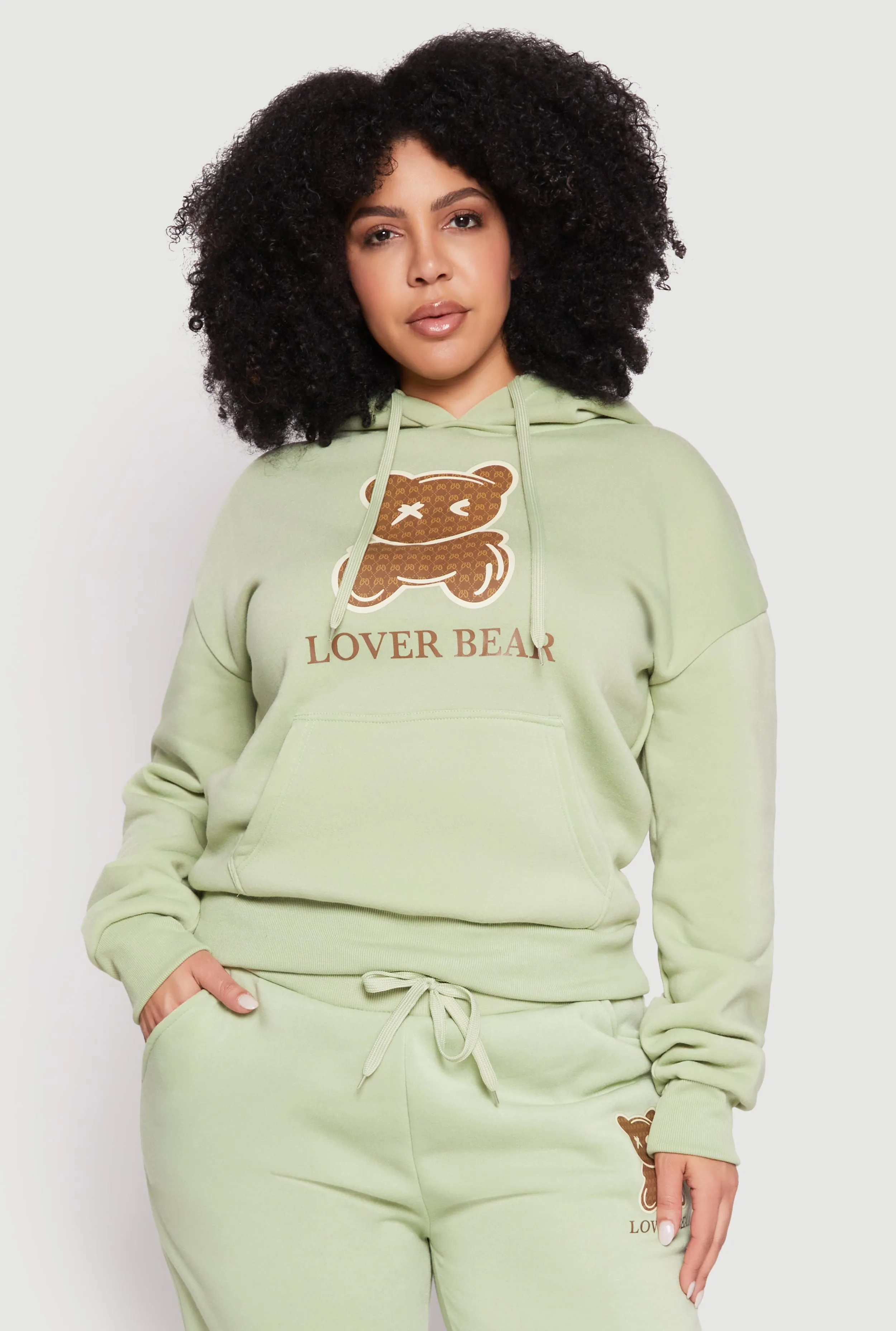 Plus Size Lover Bear Hooded Sweatshirt sold by Rainbow
