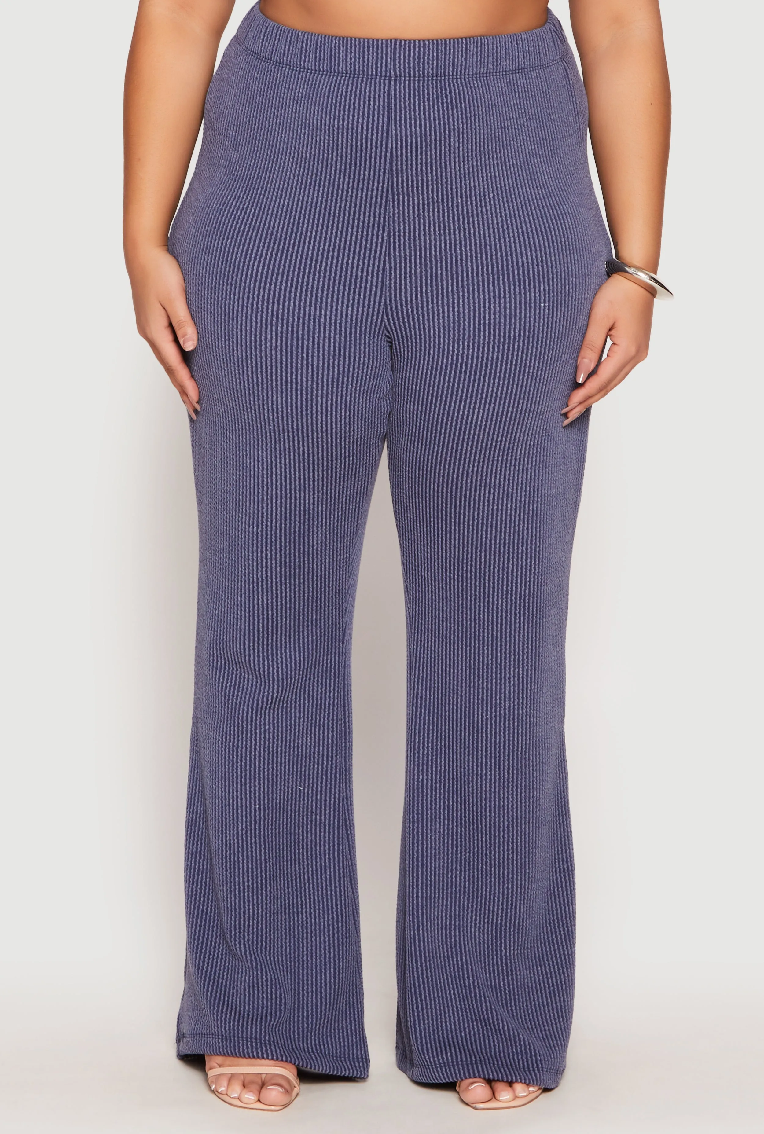 Plus Size Ribbed Knit High Waist Flare Pants sold by Rainbow product image thumbnail 2