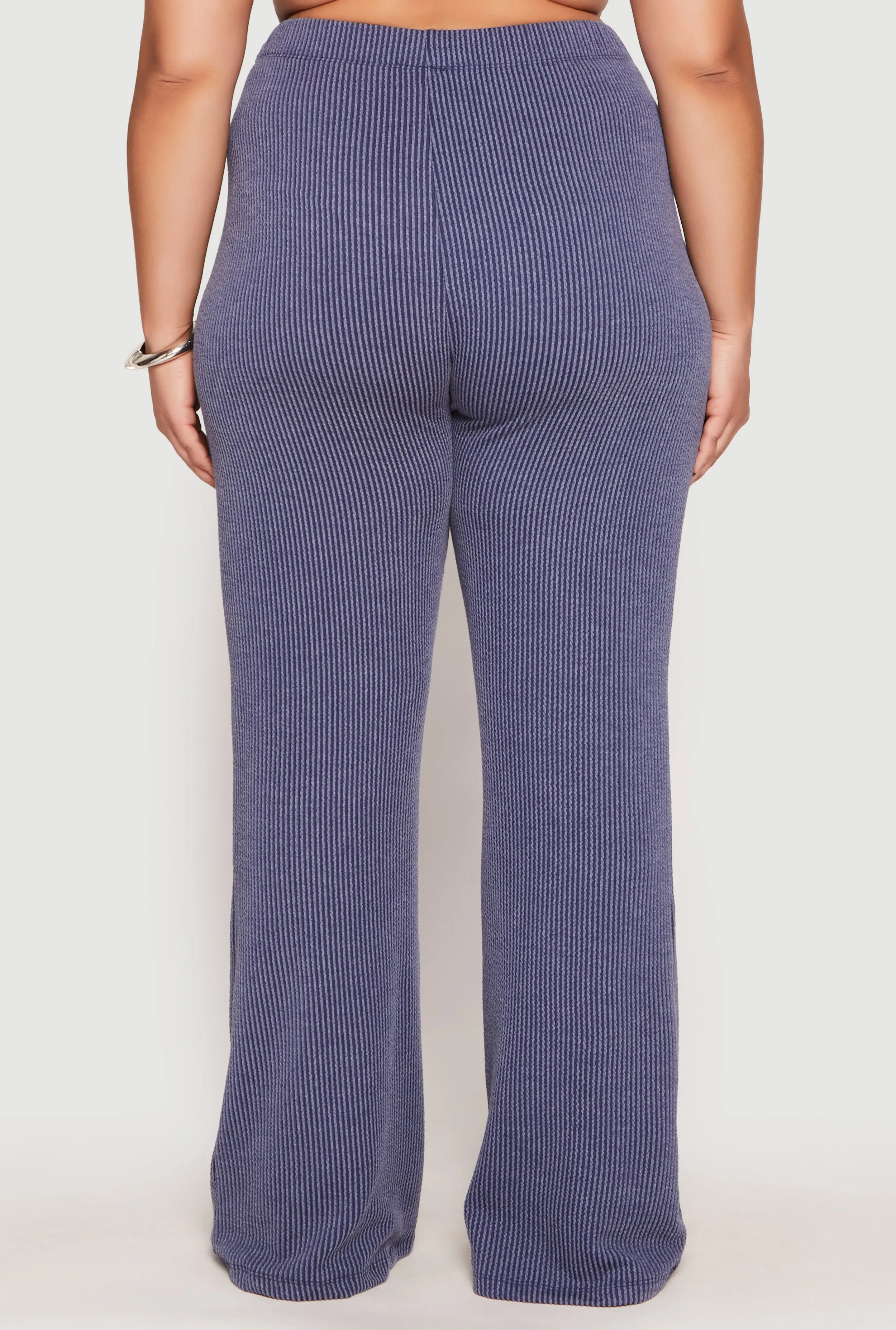 Plus Size Ribbed Knit High Waist Flare Pants sold by Rainbow product image thumbnail 3