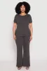Plus Size Ribbed Knit High Waist Flare Pants sold by Rainbow
