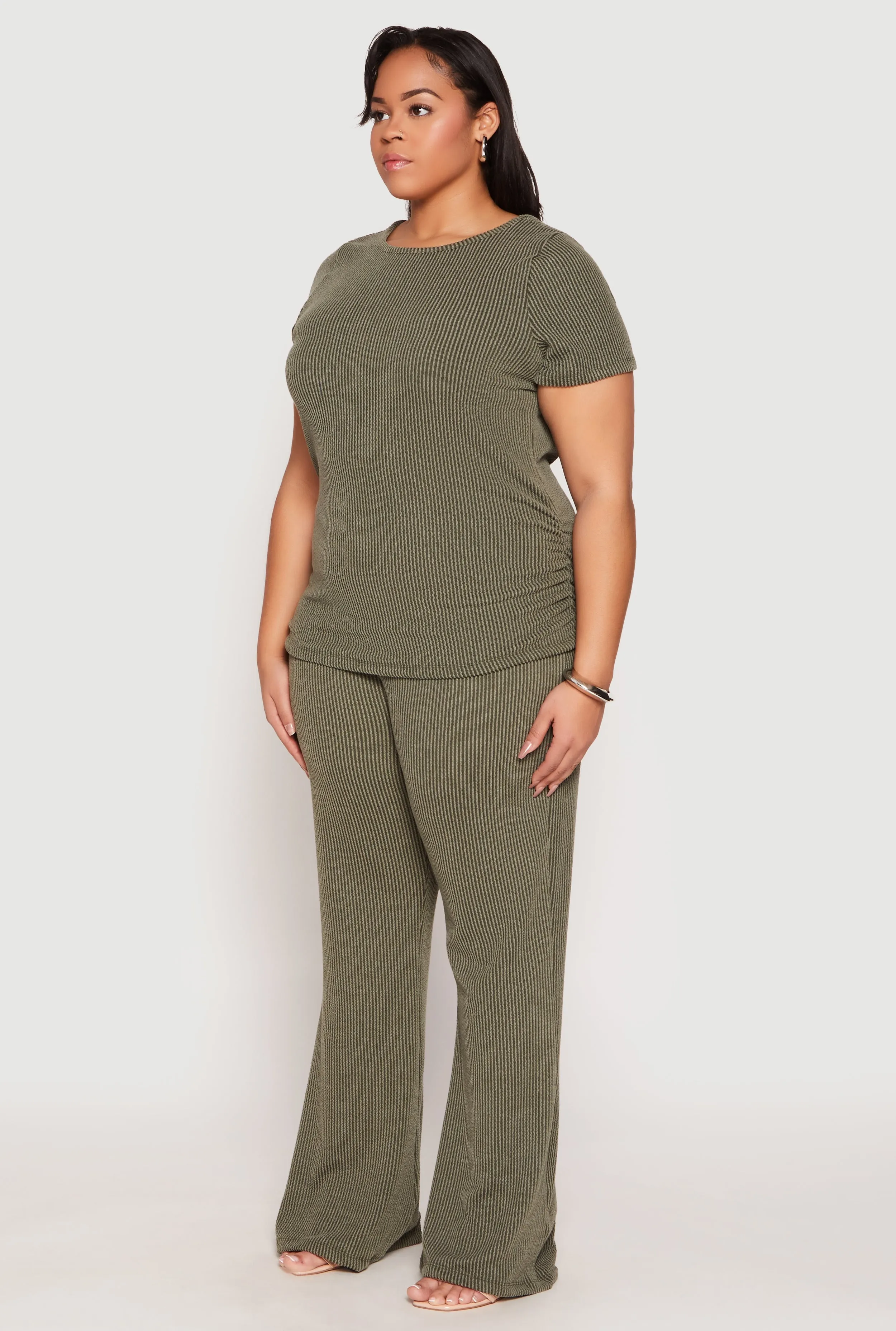 Plus Size Ribbed Knit Short Sleeve Top sold by Rainbow product image thumbnail 3