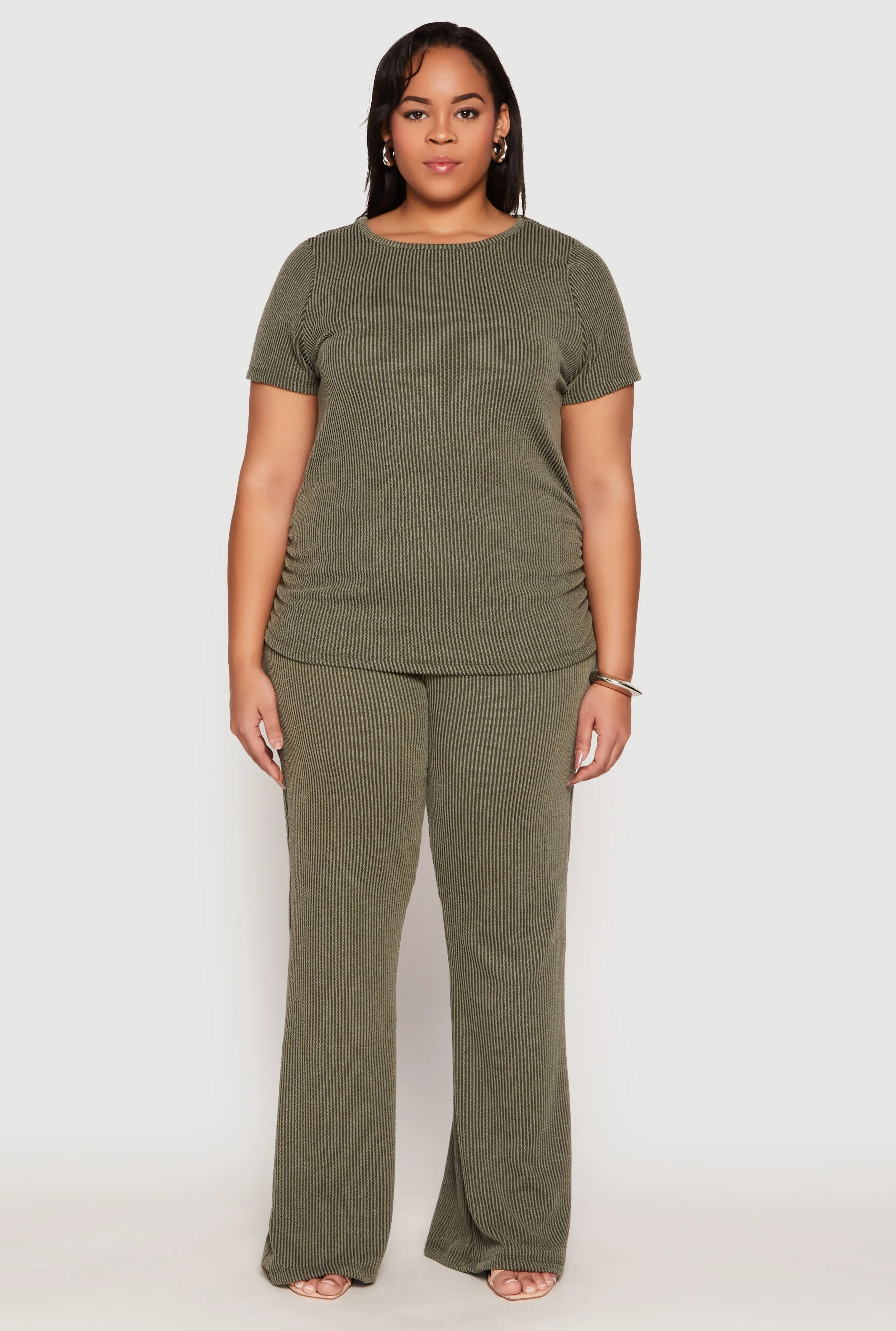 Plus Size Ribbed Knit Short Sleeve Top sold by Rainbow product image thumbnail 2