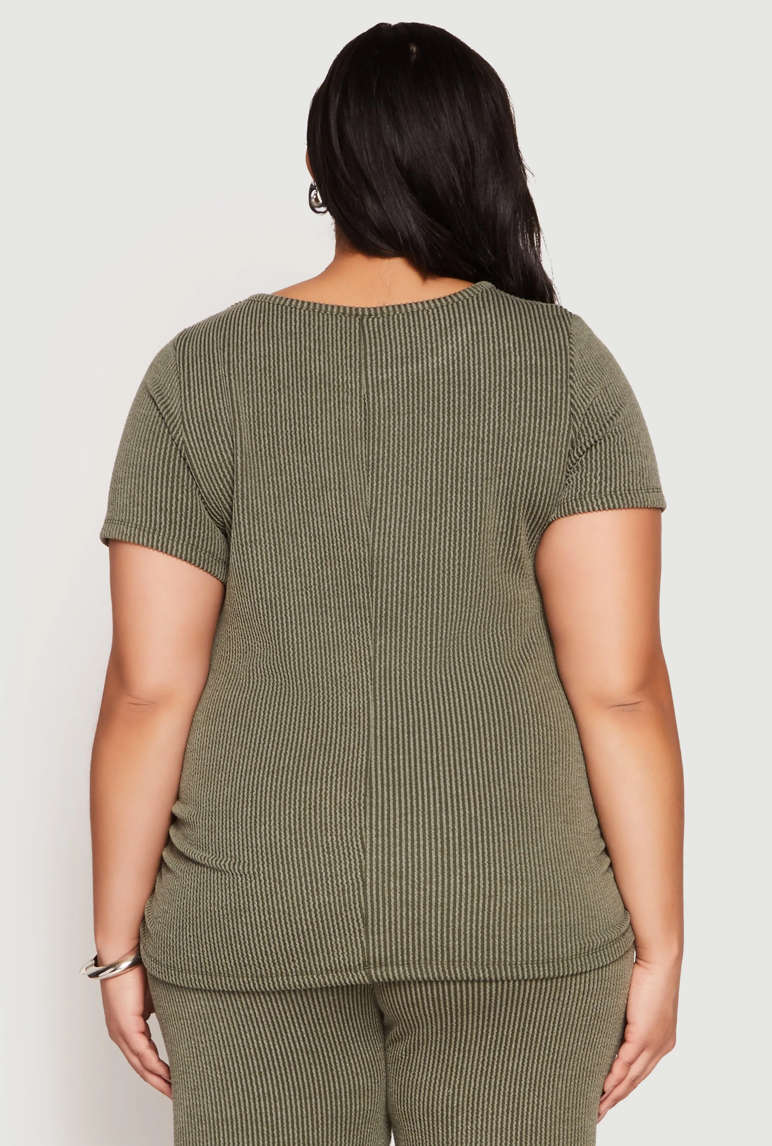 Plus Size Ribbed Knit Short Sleeve Top sold by Rainbow product image thumbnail 5