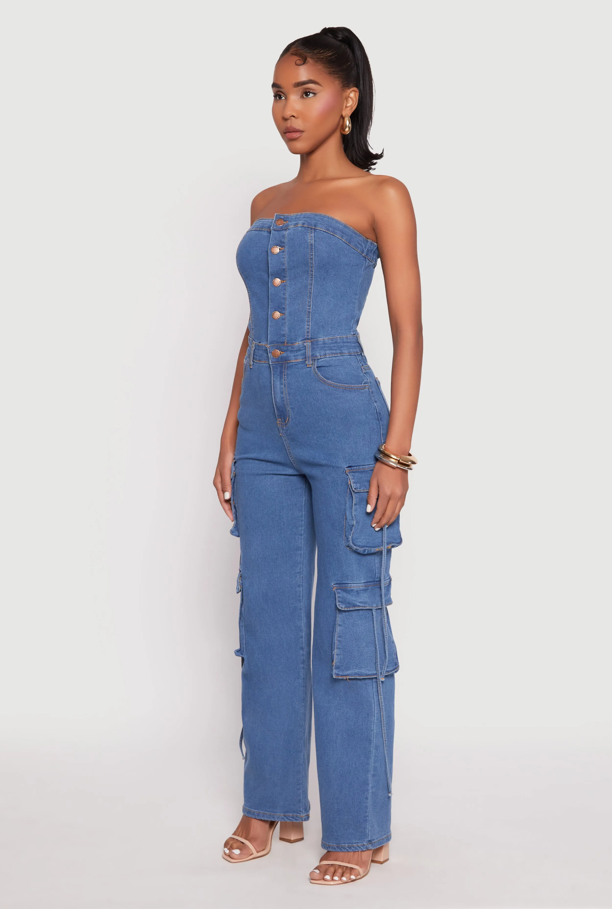 Daisy Denim Button Front Cargo Jumpsuit sold by Rainbow product image thumbnail 2