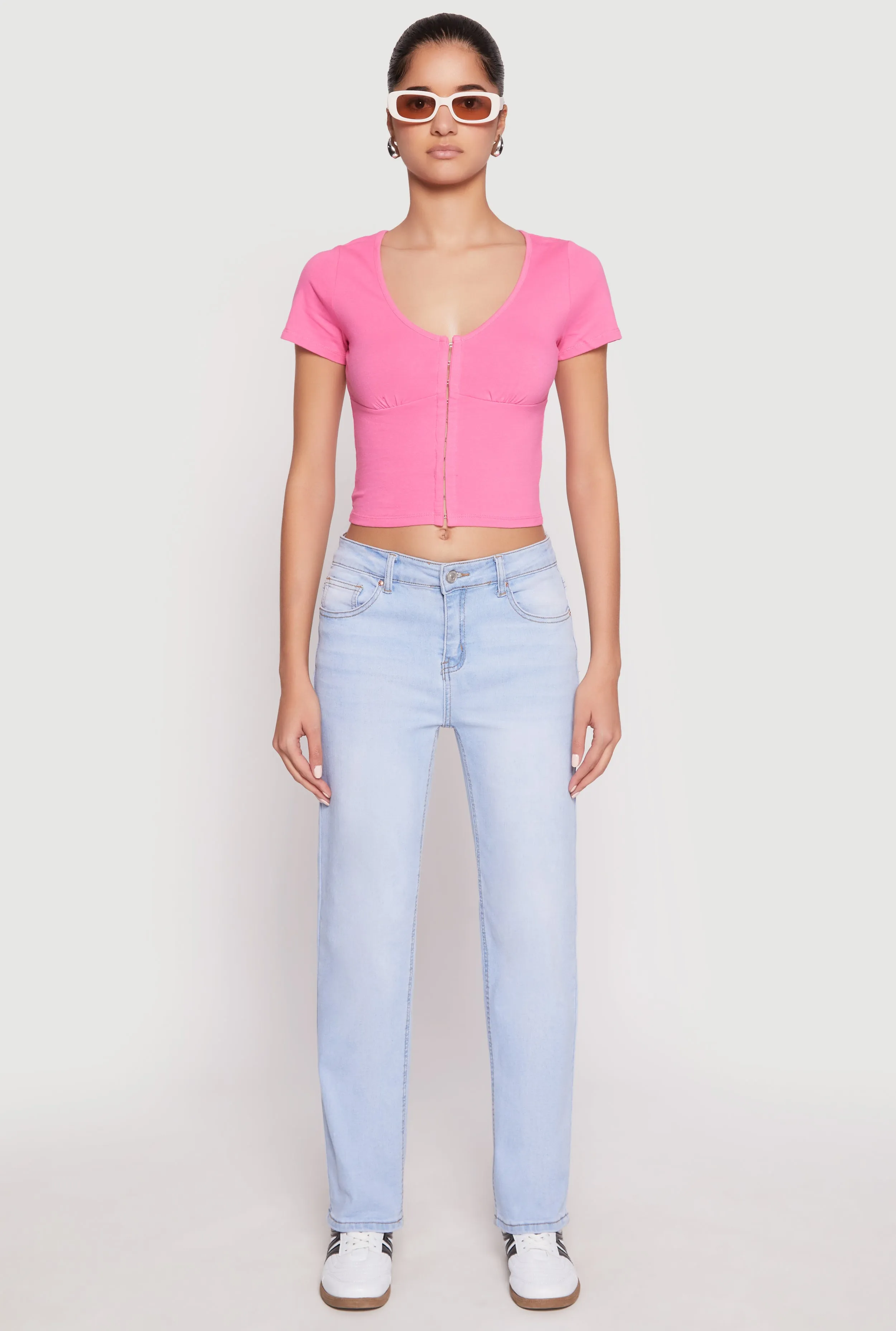 Hook and Eye Short Sleeve Crop Top sold by Rainbow