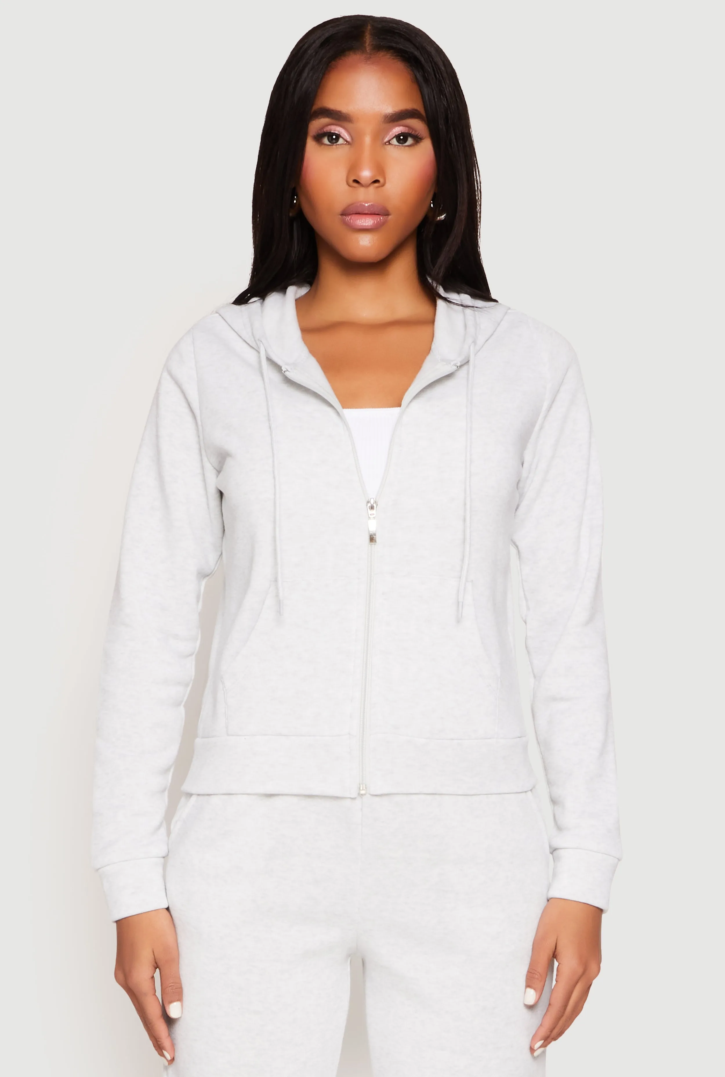 Fleece Zip Front Long Sleeve Hoodie sold by Rainbow