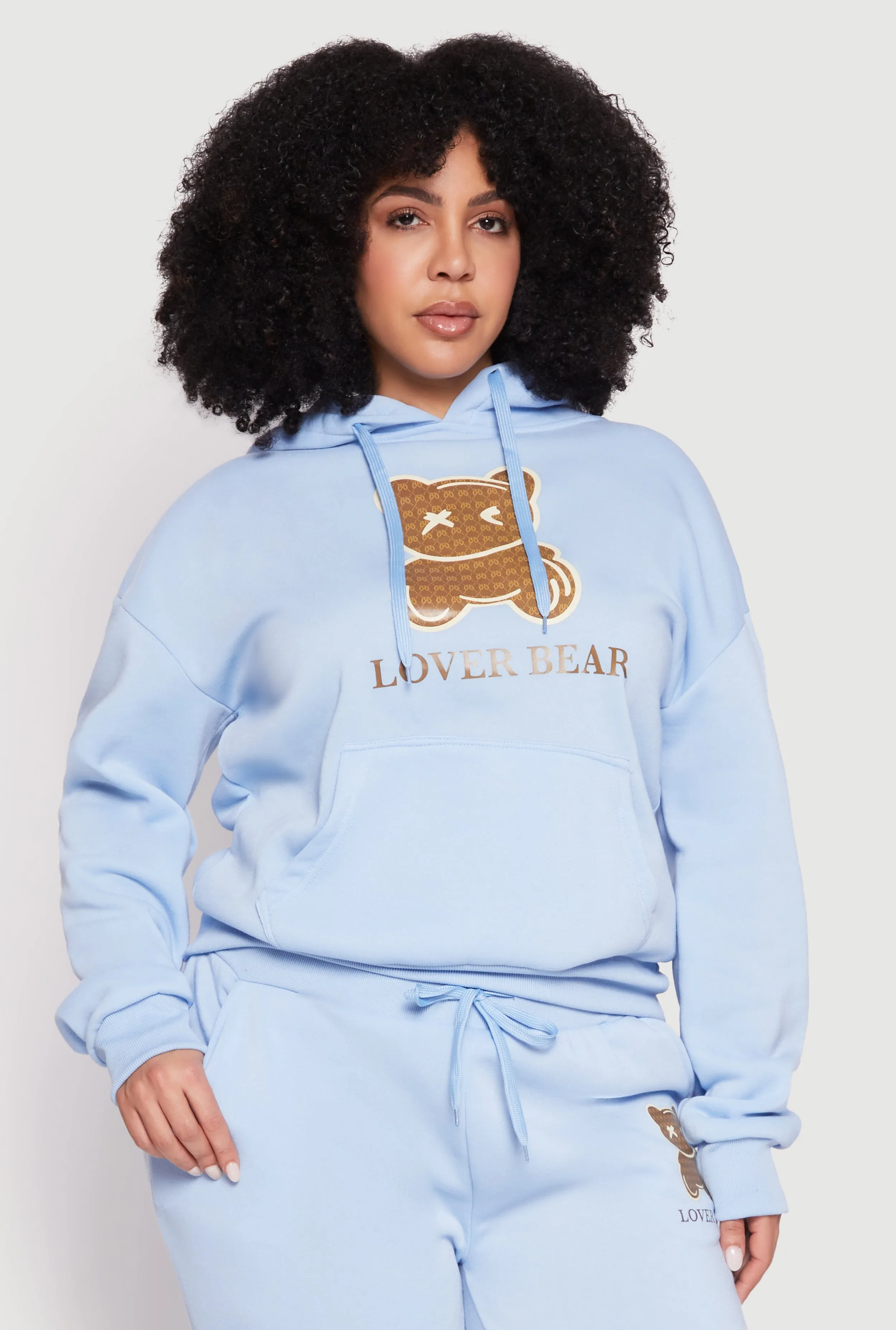 Plus Size Lover Bear Hooded Sweatshirt sold by Rainbow