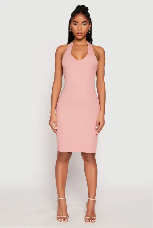 Ribbed Knit Halter Midi Dress sold by Rainbow