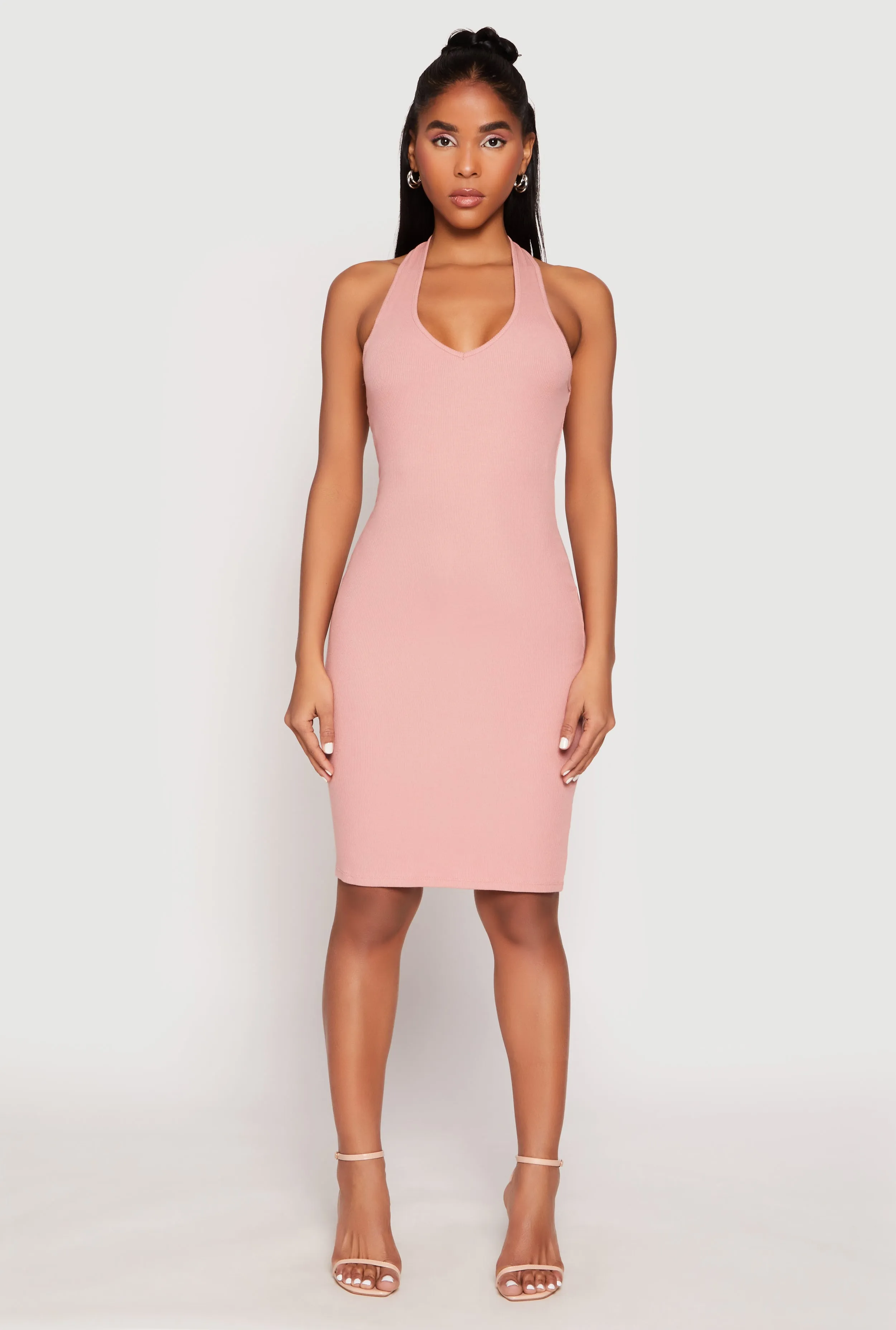 Ribbed Knit Halter Midi Dress sold by Rainbow