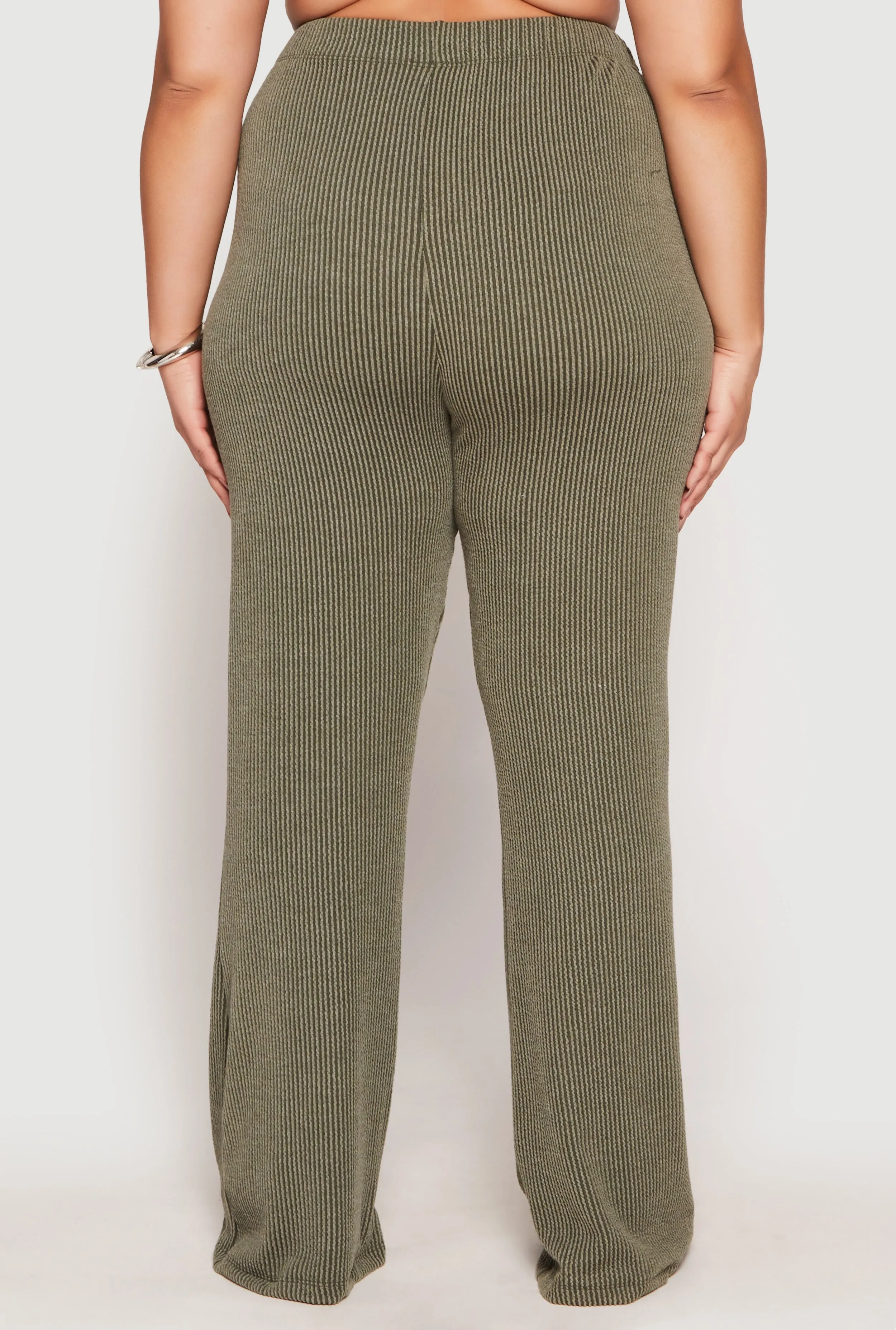 Plus Size Ribbed Knit High Waist Flare Pants sold by Rainbow product image thumbnail 3
