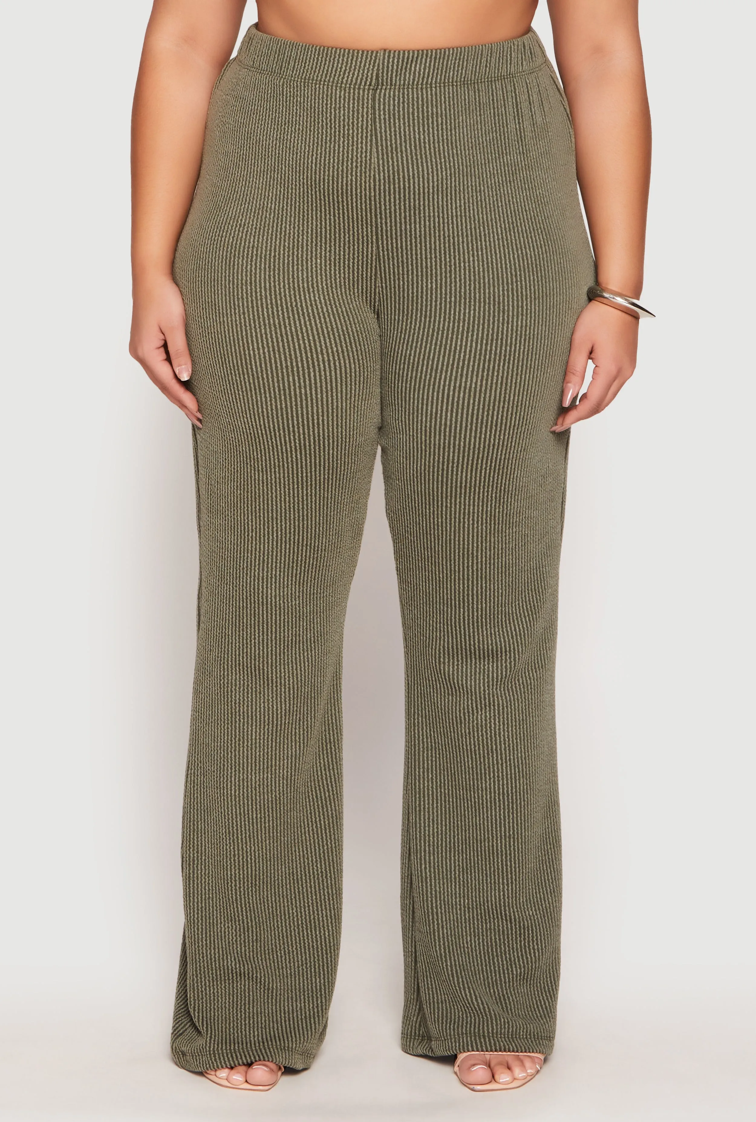 Plus Size Ribbed Knit High Waist Flare Pants sold by Rainbow product image thumbnail 2