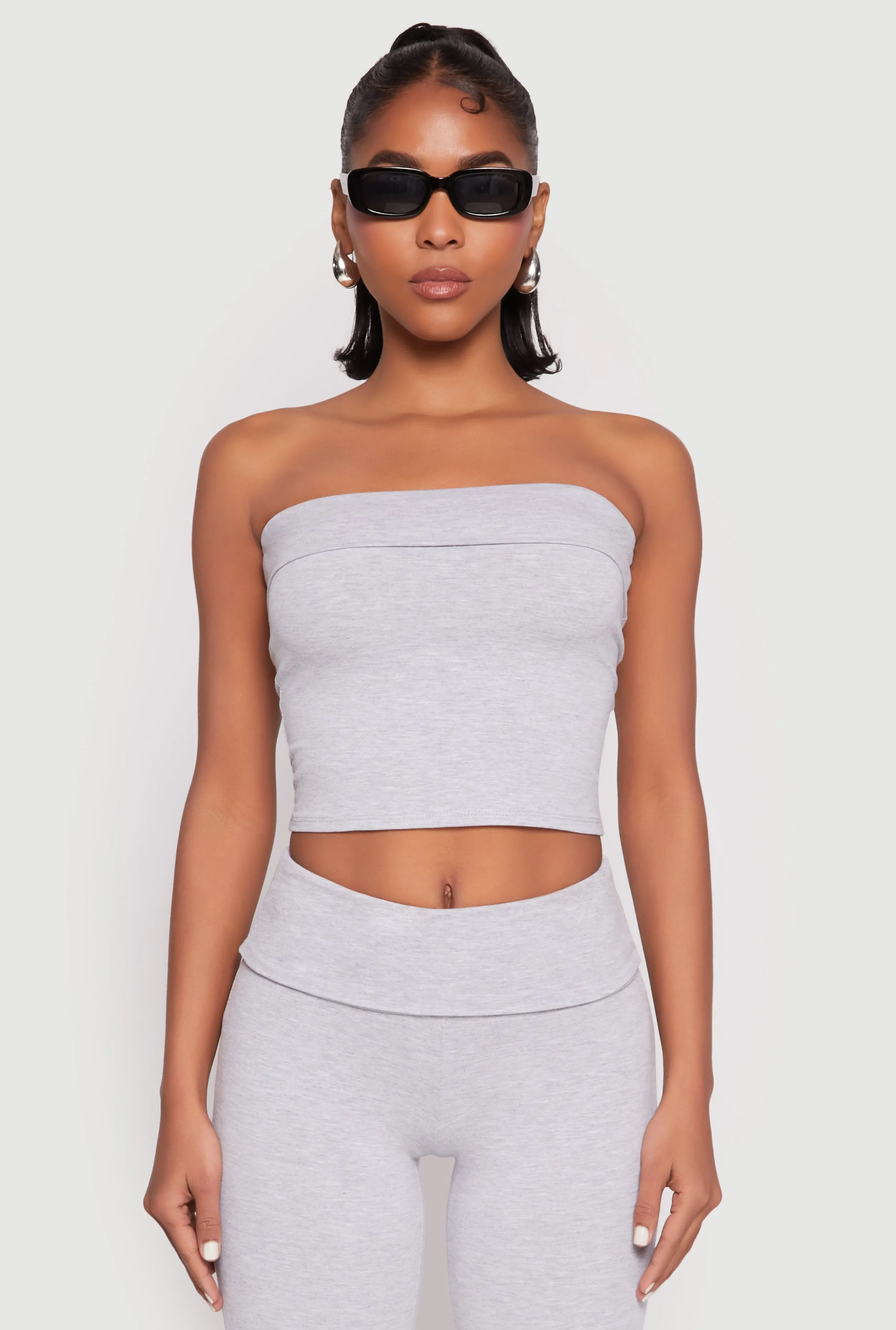 Almost Famous Fold Over Cropped Tube Top sold by Rainbow