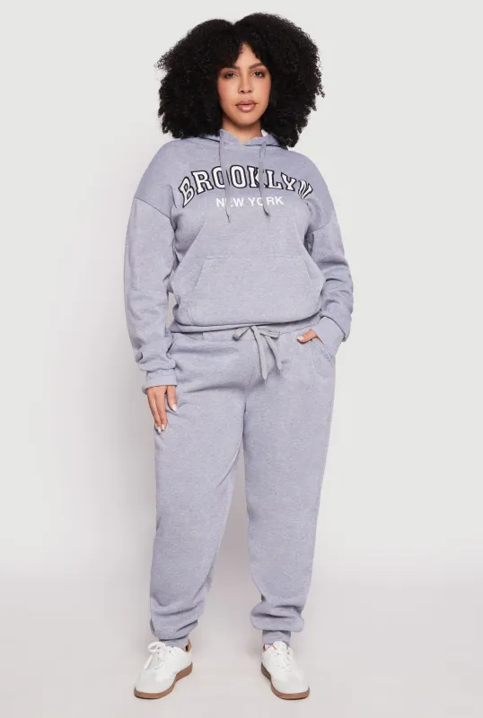 Plus Size Fleece High Waisted Drawstring Joggers sold by Rainbow