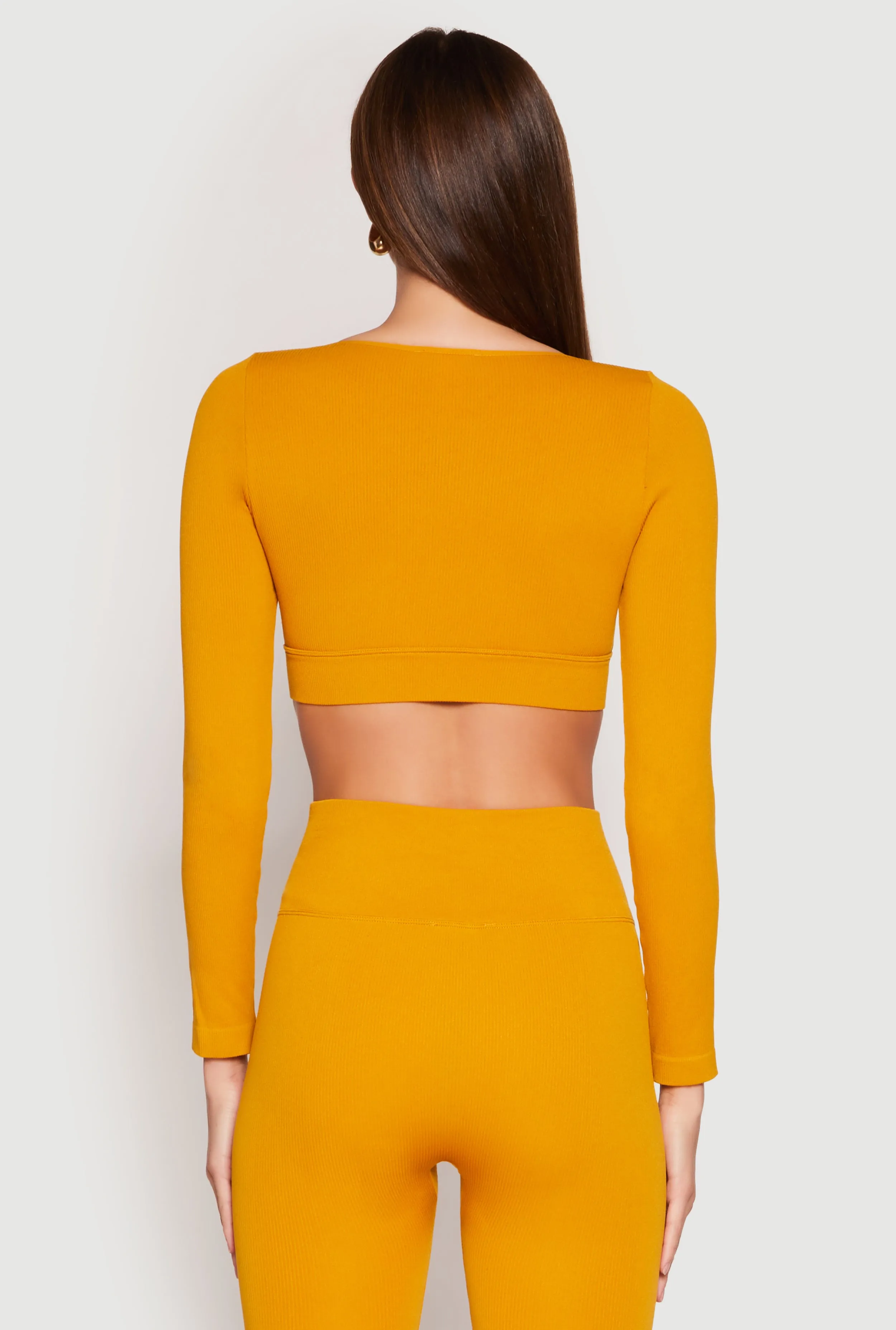 Seamless Lace Up Long Sleeve Crop Top sold by Rainbow product image thumbnail 5