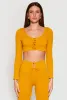 Seamless Lace Up Long Sleeve Crop Top sold by Rainbow