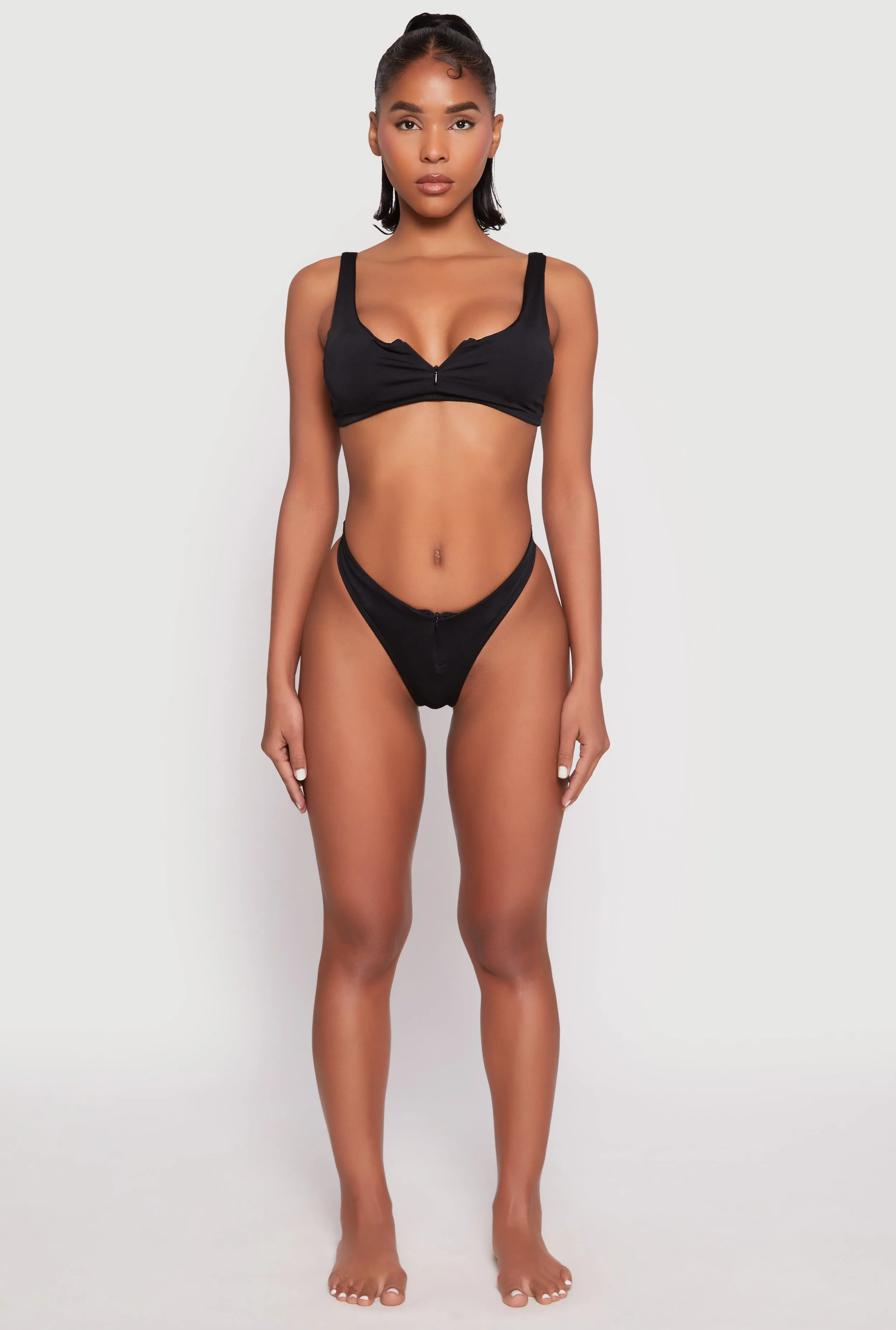Zip Front Bikini Top and High Cut Bikini Bottoms sold by Rainbow